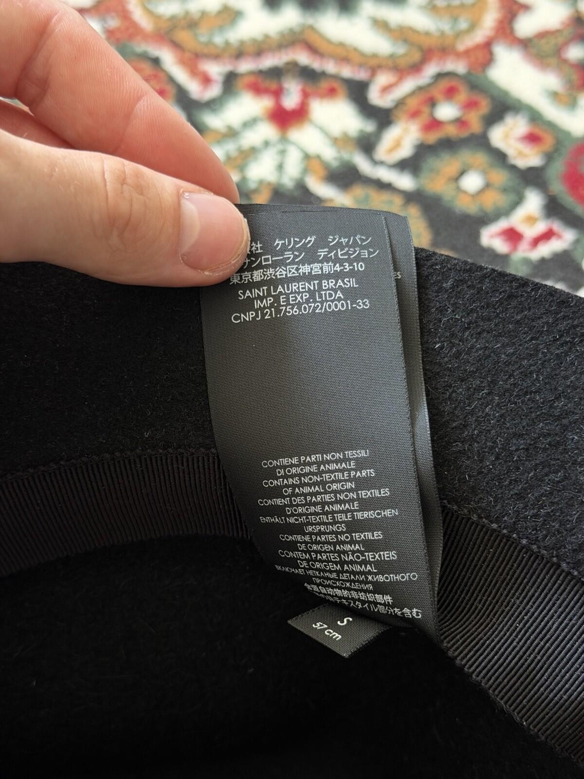 Saint Laurent YSL Black Classic Rabbit Felt Grosgrain Fedora Hat Sz S
