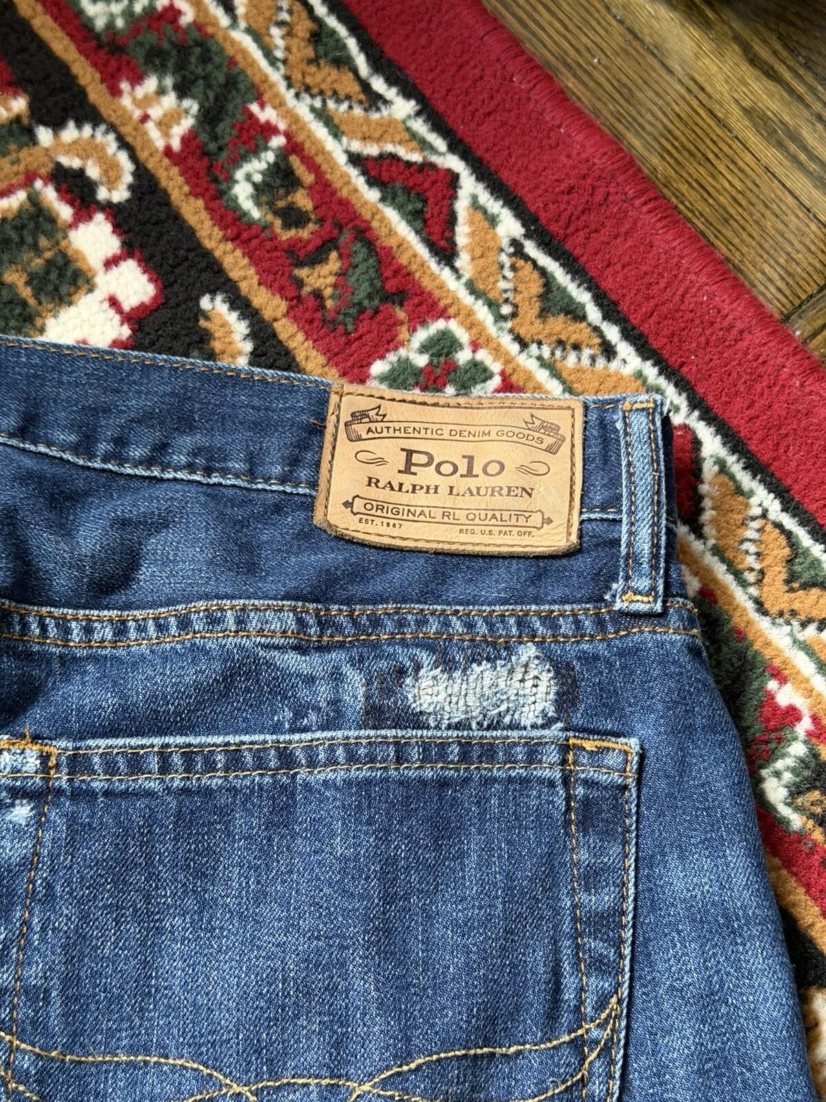 Ralph Lauren Polo Sashiko Repaired Patchwork Jeans Blue Size 34/32 Denim Pants