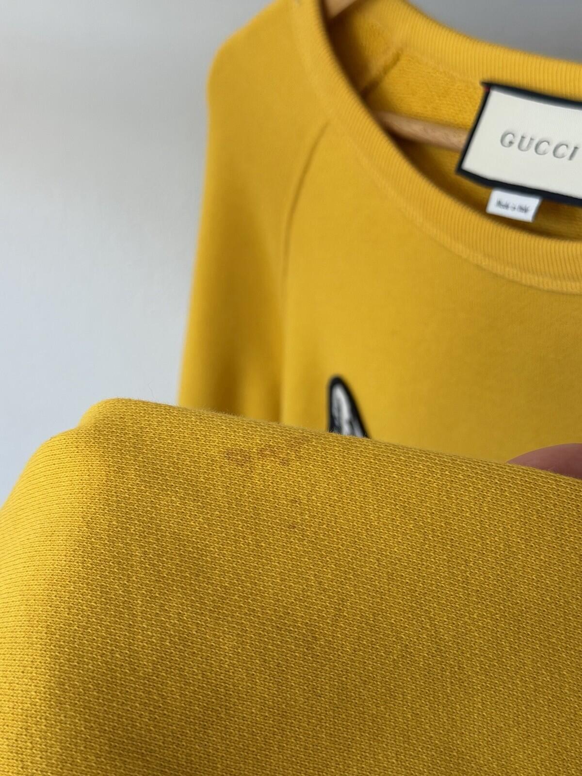 Authentic Gucci Yellow Mustard Mystic Cat Sweatshirt L Embroidered Gucc