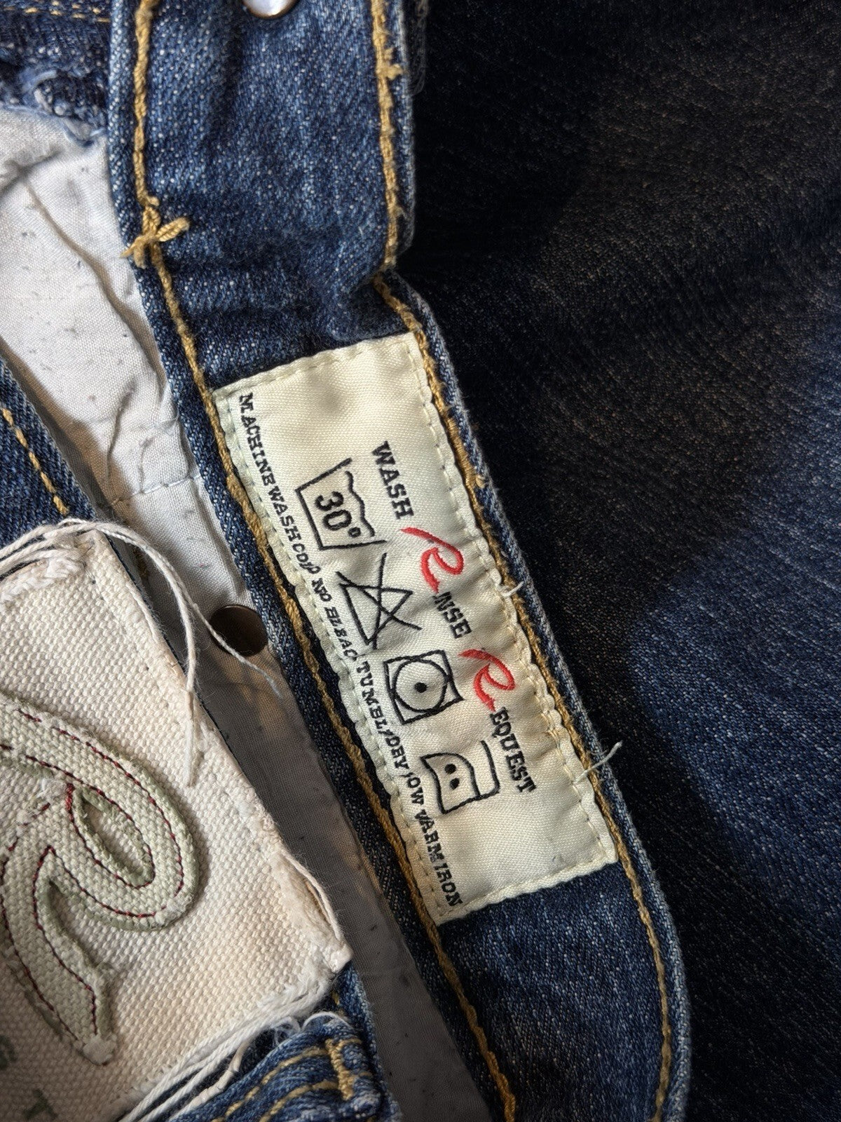 Vintage Request Lion Print Jeans Men 38/32 Blue Denim Embroidered Y2K 90s Skater