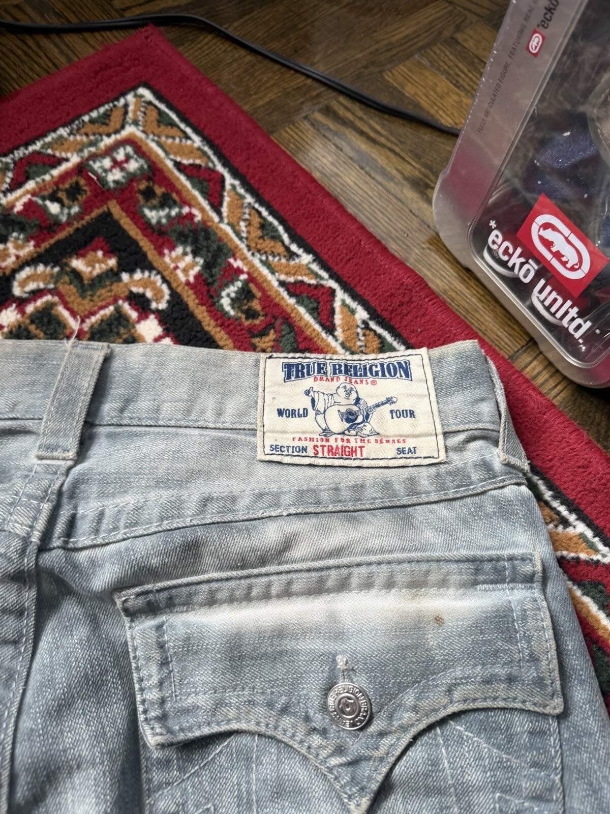 Vintage True Religion Patchwork Jeans Distressed Straight Jeans Y2k 00s