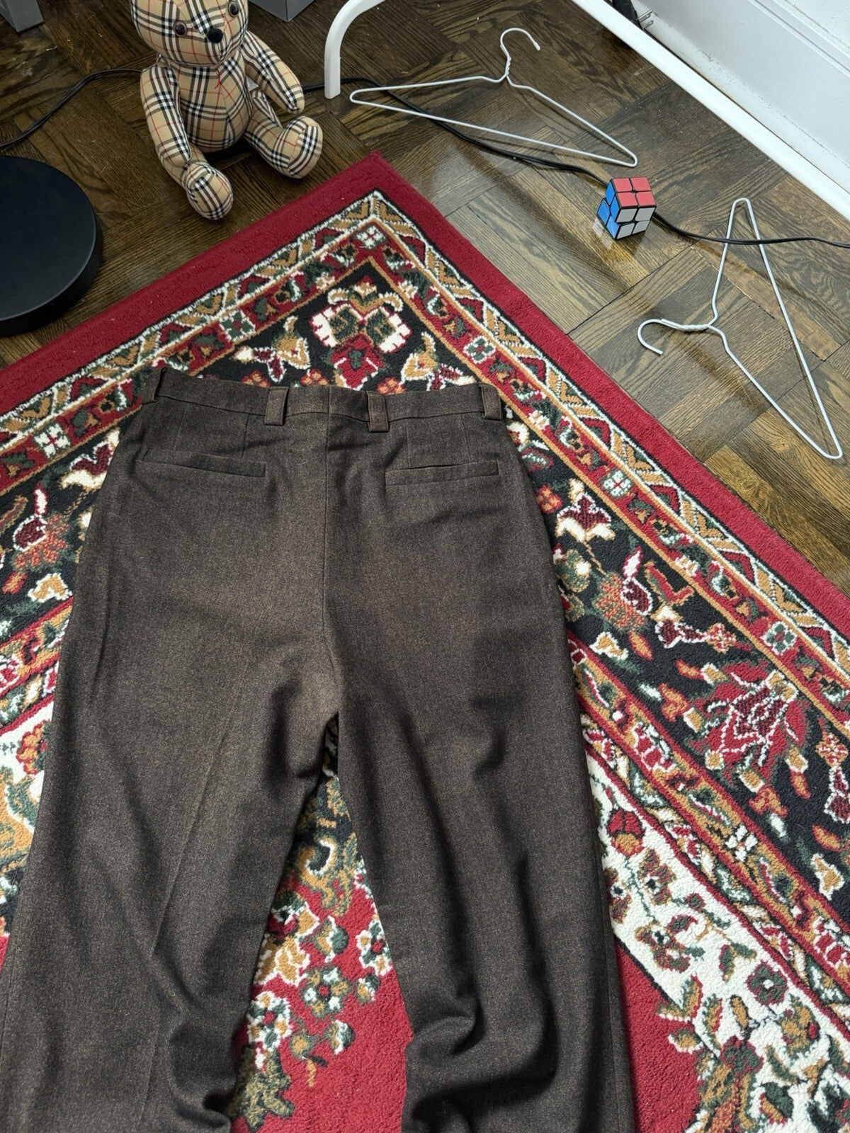 Versace Classic Men's Brown Wool Flat Front Slacks Trousers Dress Pants