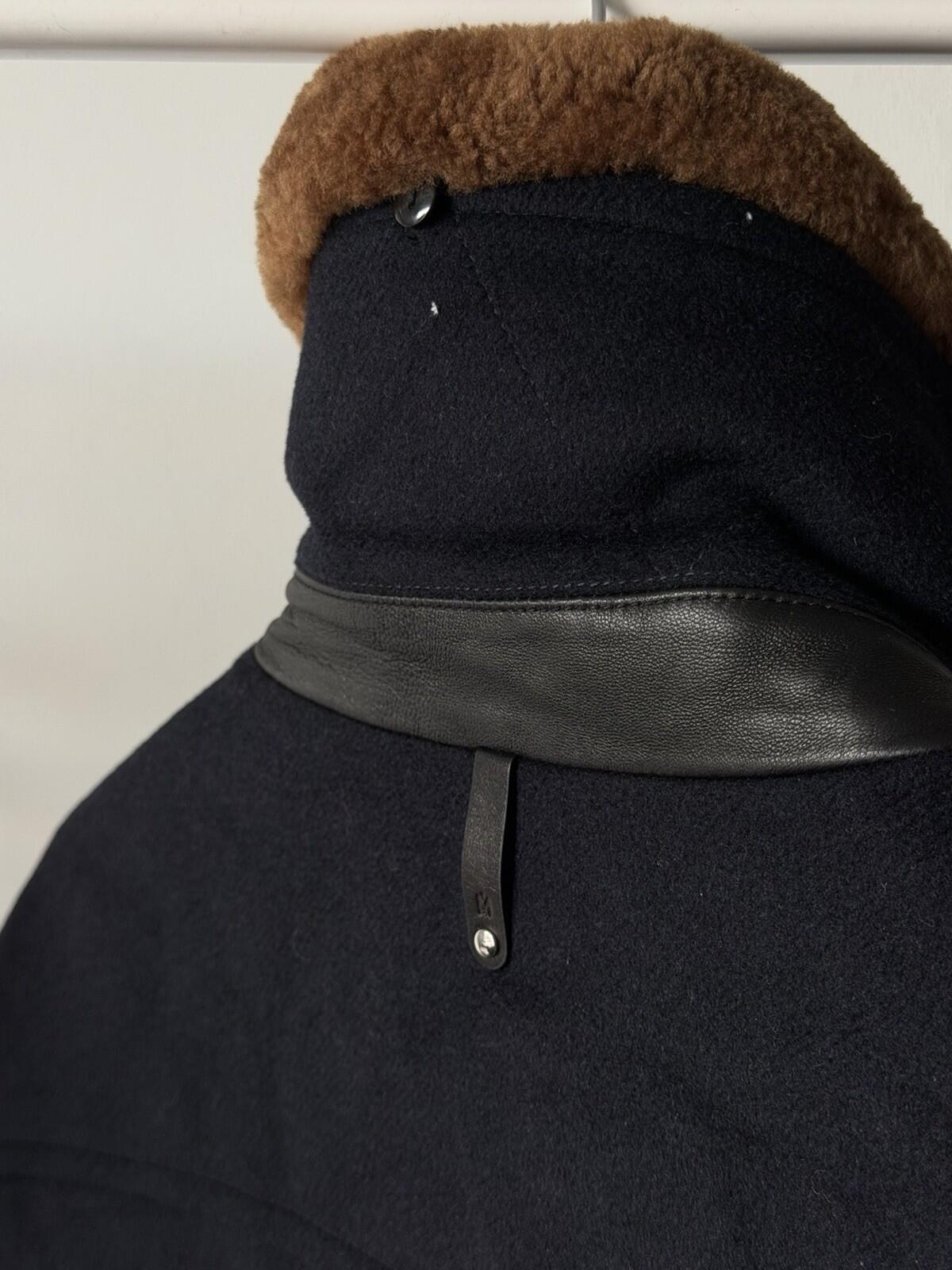 MACKAGE Theo Wool Cashmere Shearling Jacket Real Sheepskin Fur Navy Blue Coat
