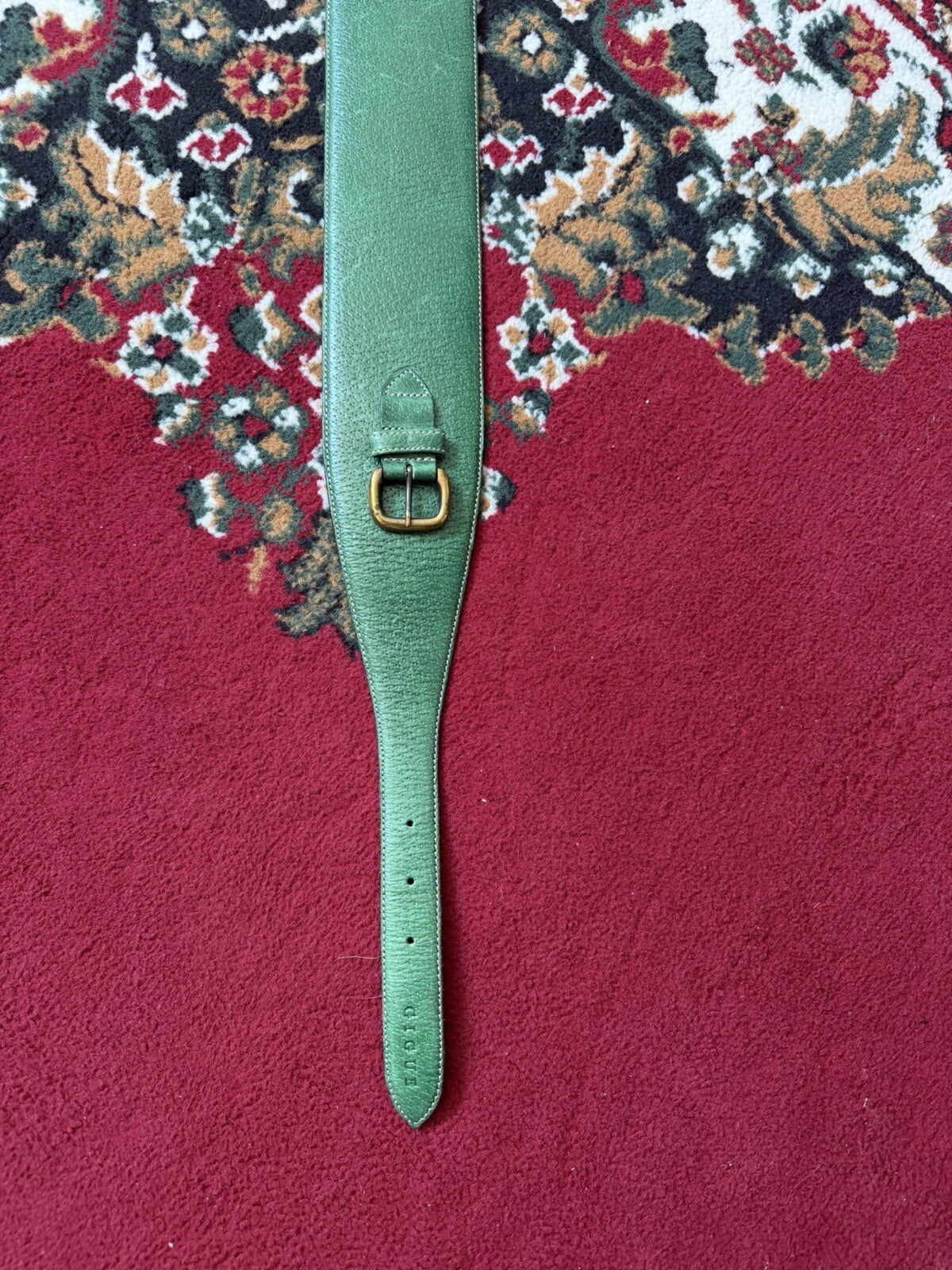 Cuir Vachette Women Leather Belt Green Made in France Thomas Greg