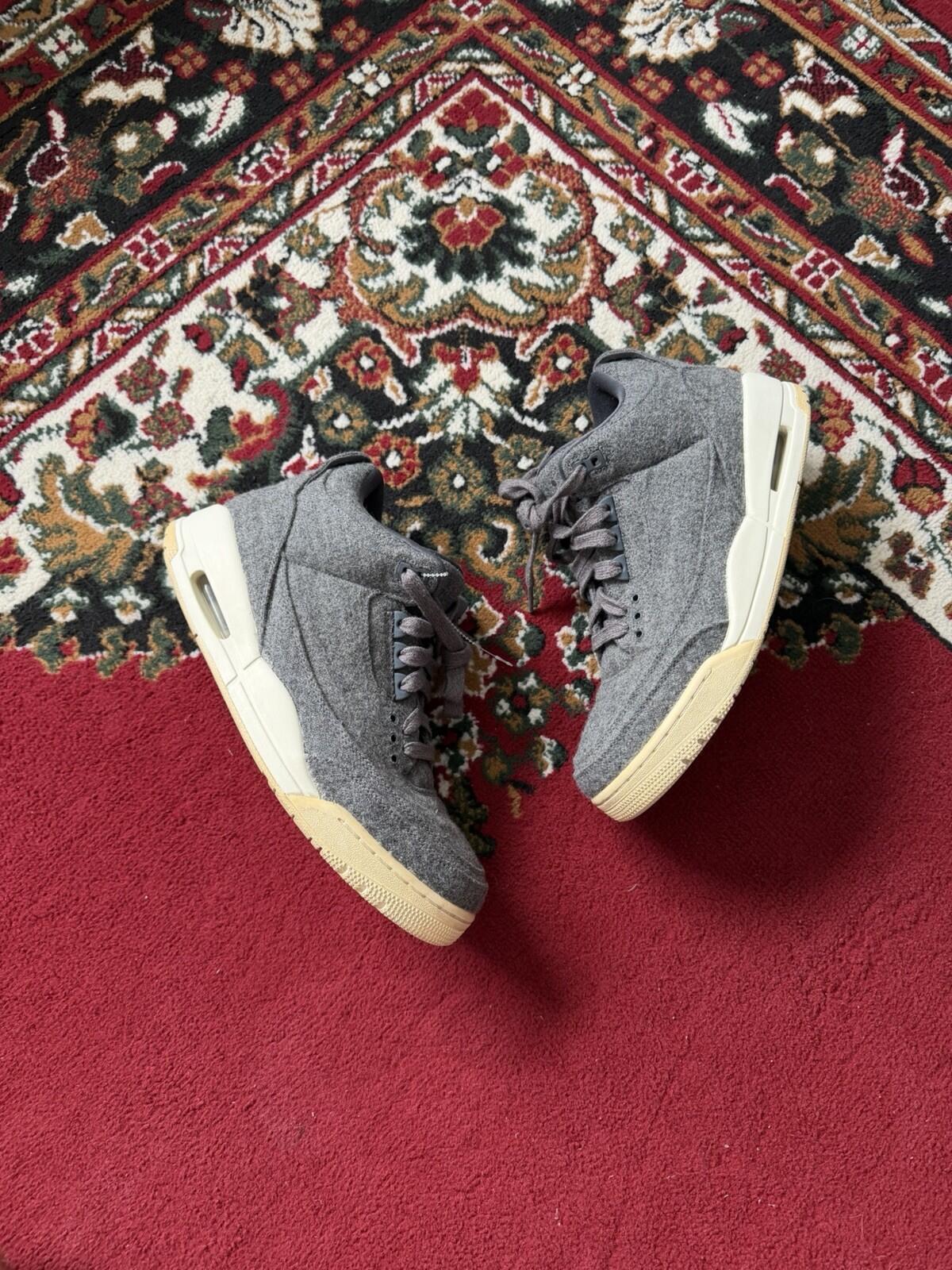 Nike Air Jordan 3 Retro OG Wool 2016 Gray / White Mens Sz US 10 854263-004