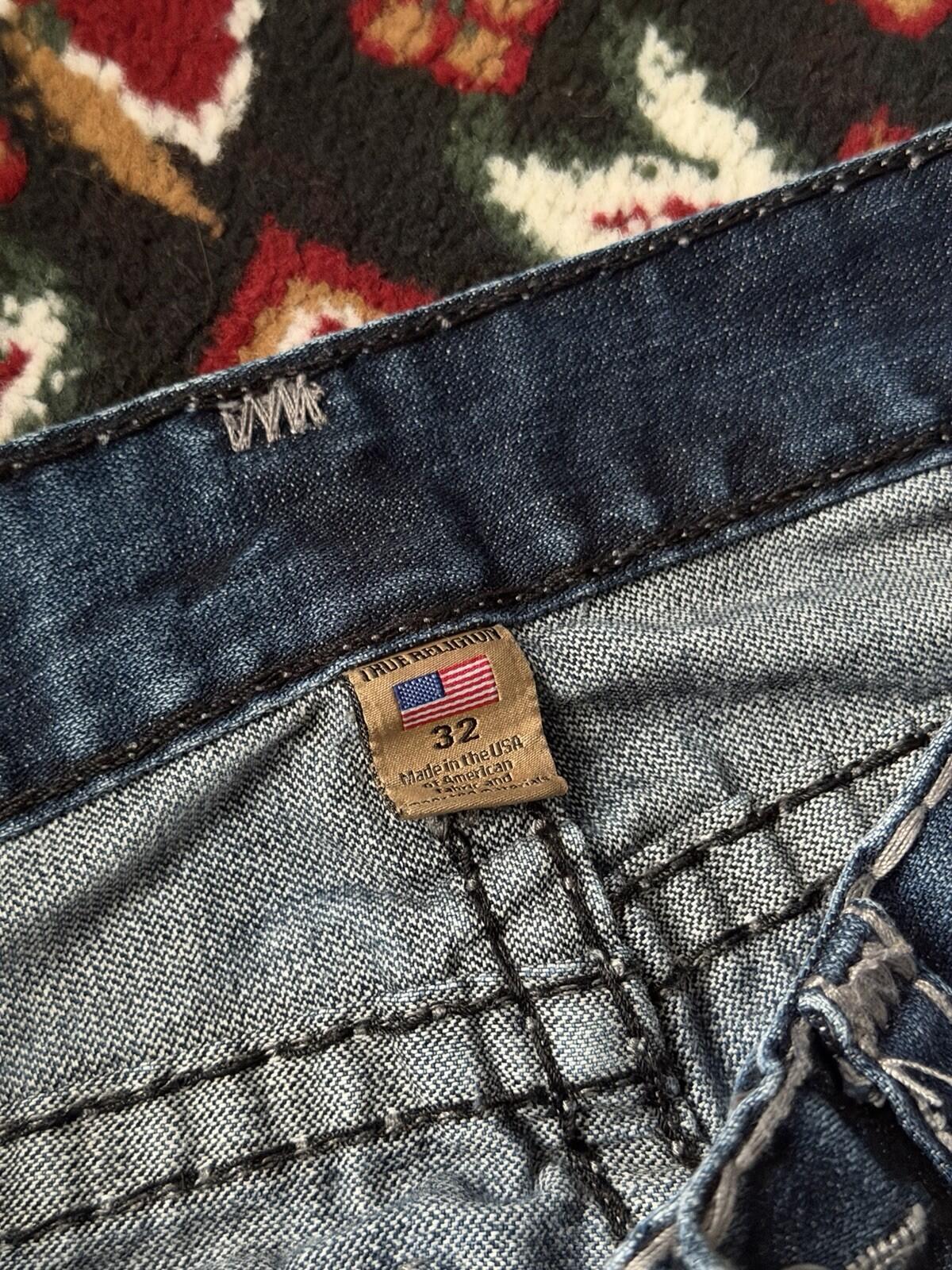 True Religion Mens Jeans Denim Tan Stitching Straight Leg 32 Y2K