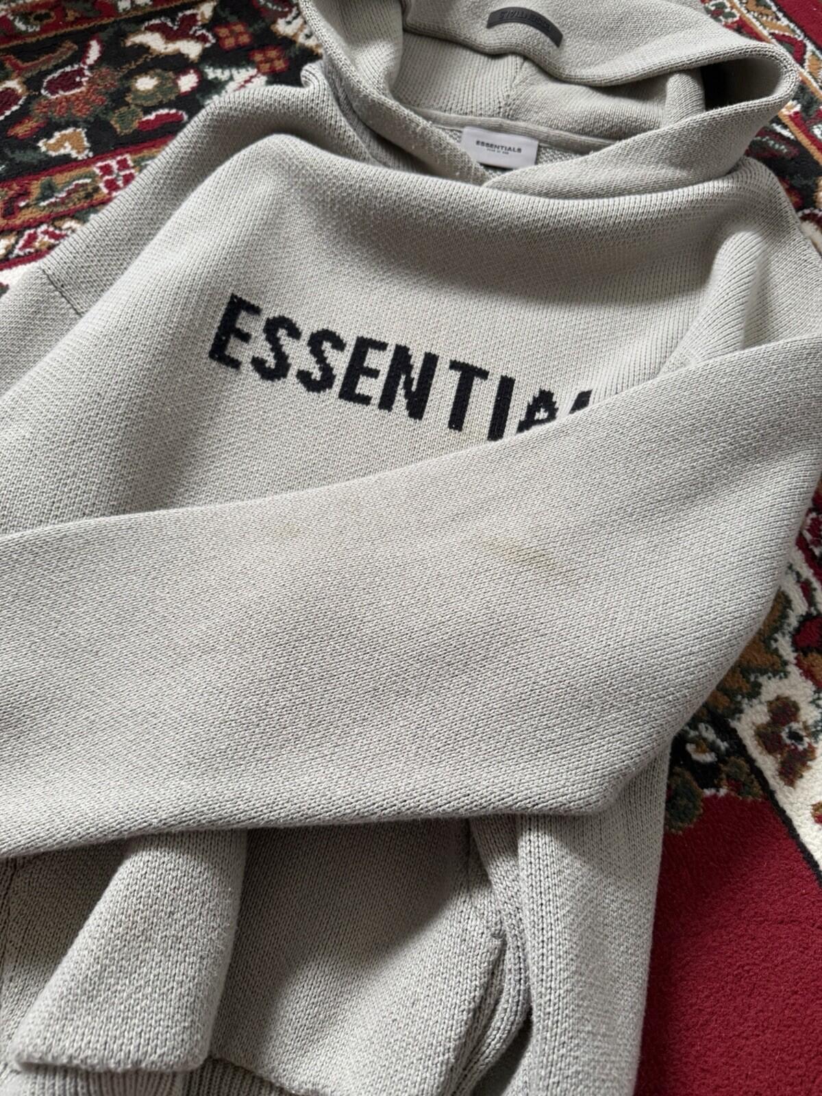 Fear of God Essentials Cream Logo Pullover Hoodie Sweatshirt Knit XL