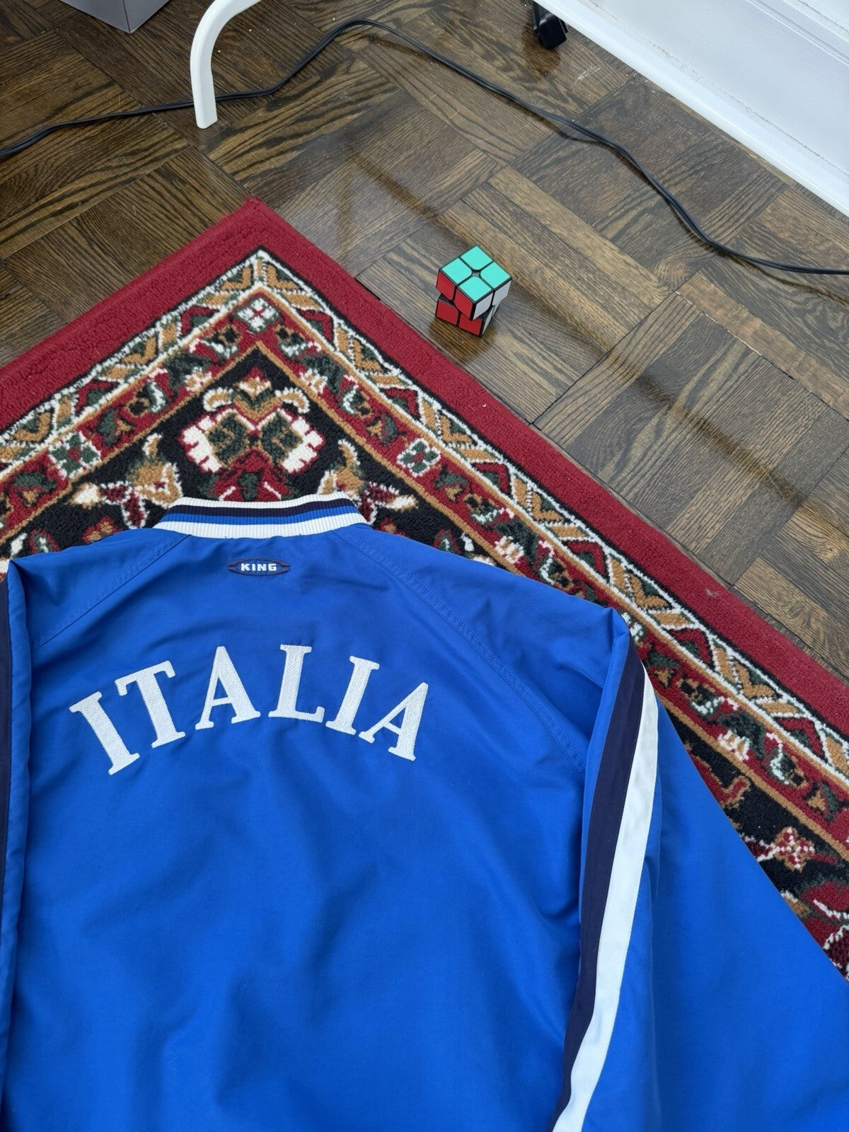 Vintage Y2K Puma Italia Soccer Rain Jacket Bomber Men's XLarge Blue Windbreaker