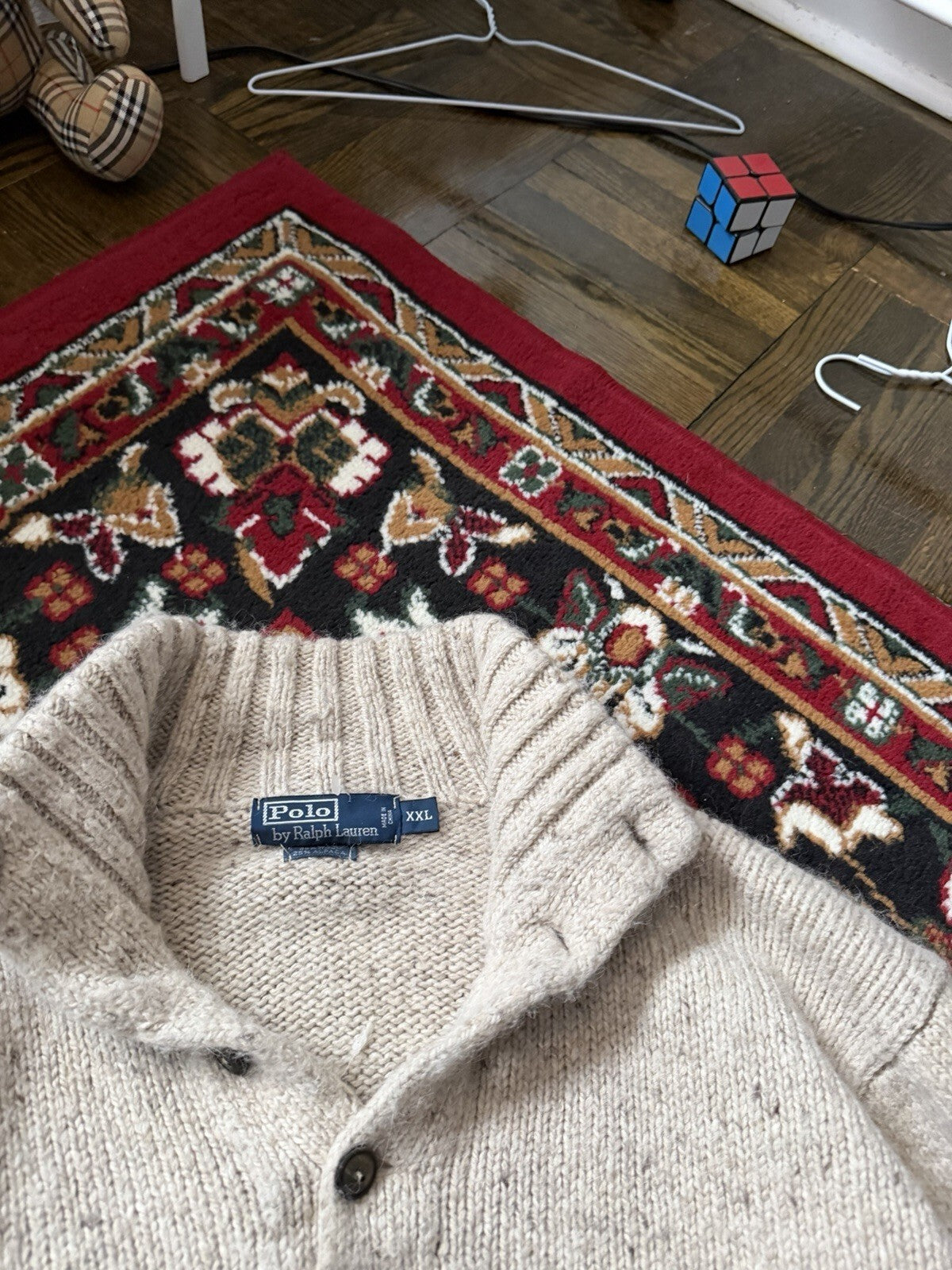 VTG Polo Ralph Lauren Henley Knit Ribbed Hem Alpaca & Wool Blend Sweater XXL 90s