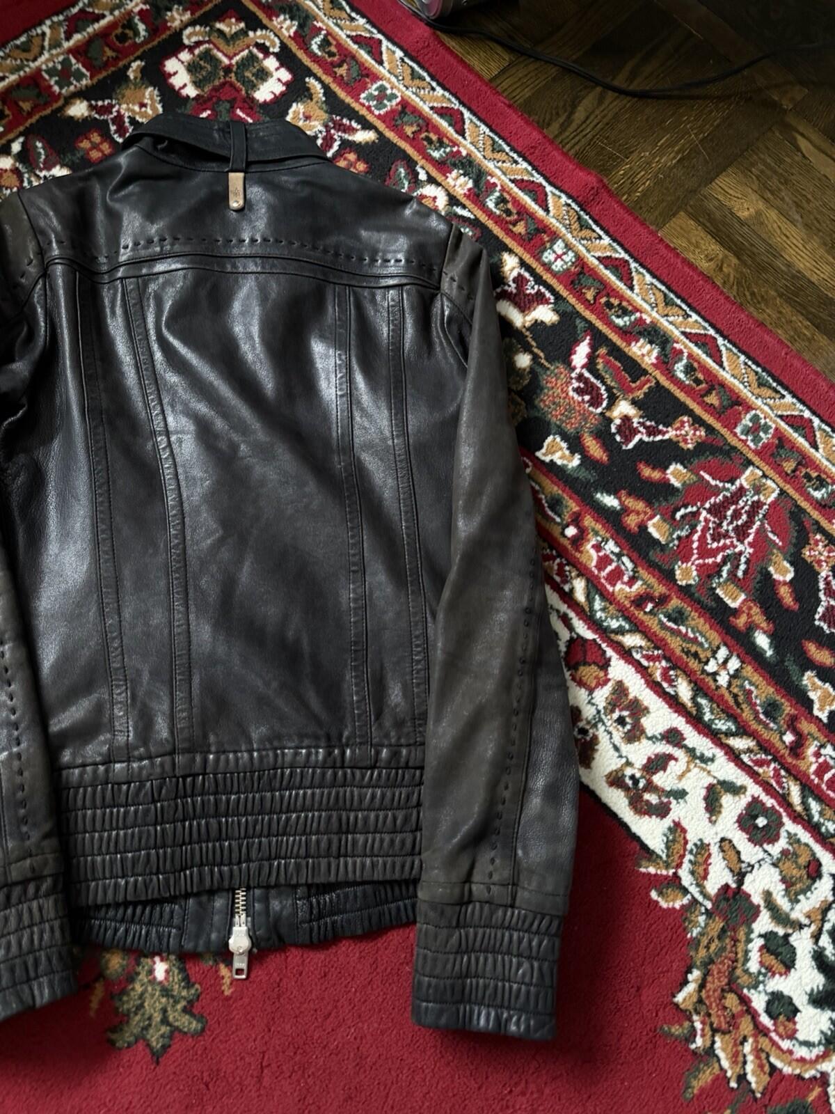 Mackage Buttery Lambskin Leather Jacket Sz XS Brown Vintage Graphic Lining