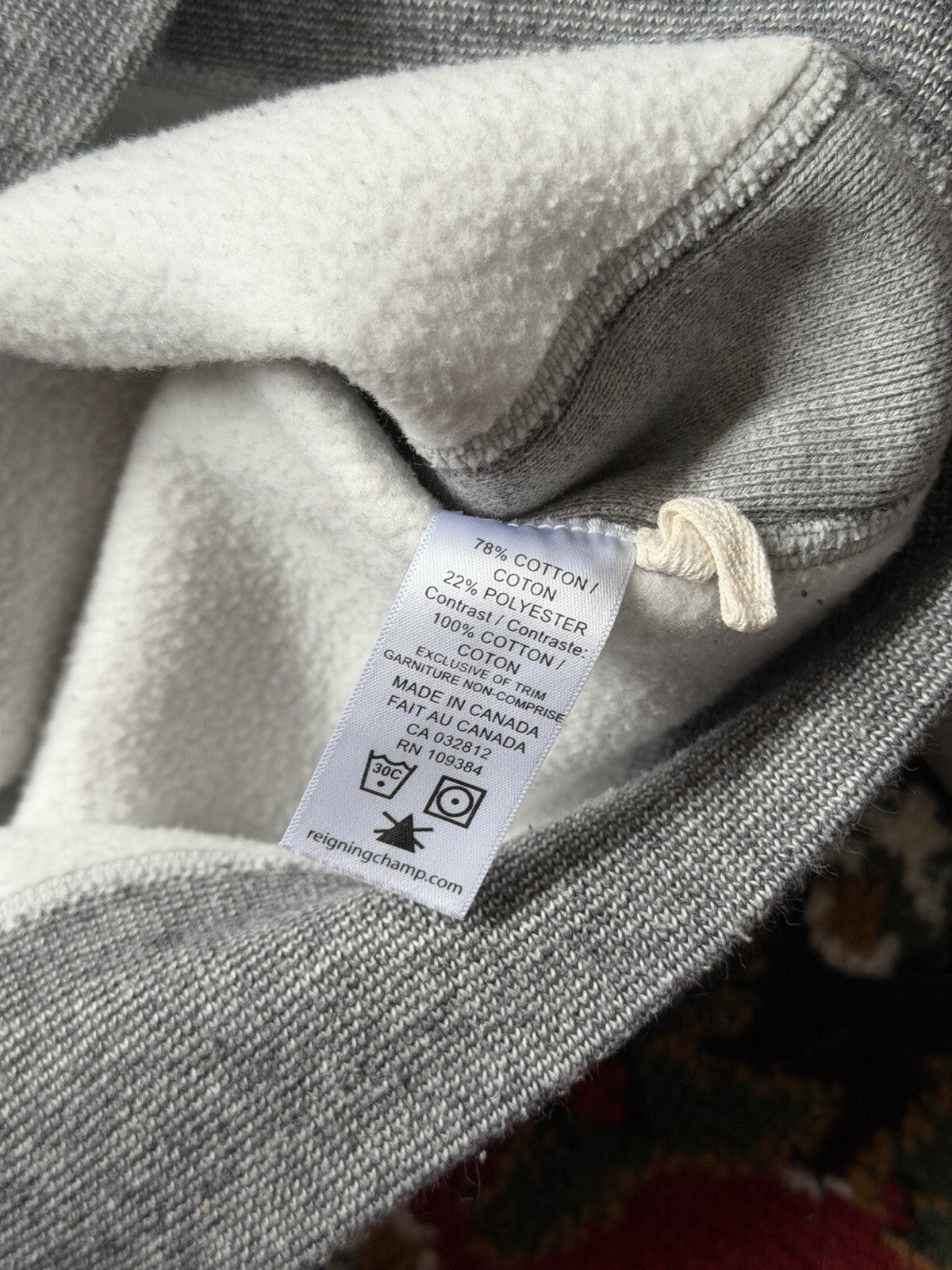Reigning Champ Fleece Basic Sweatshirt Size XS Mens Gray