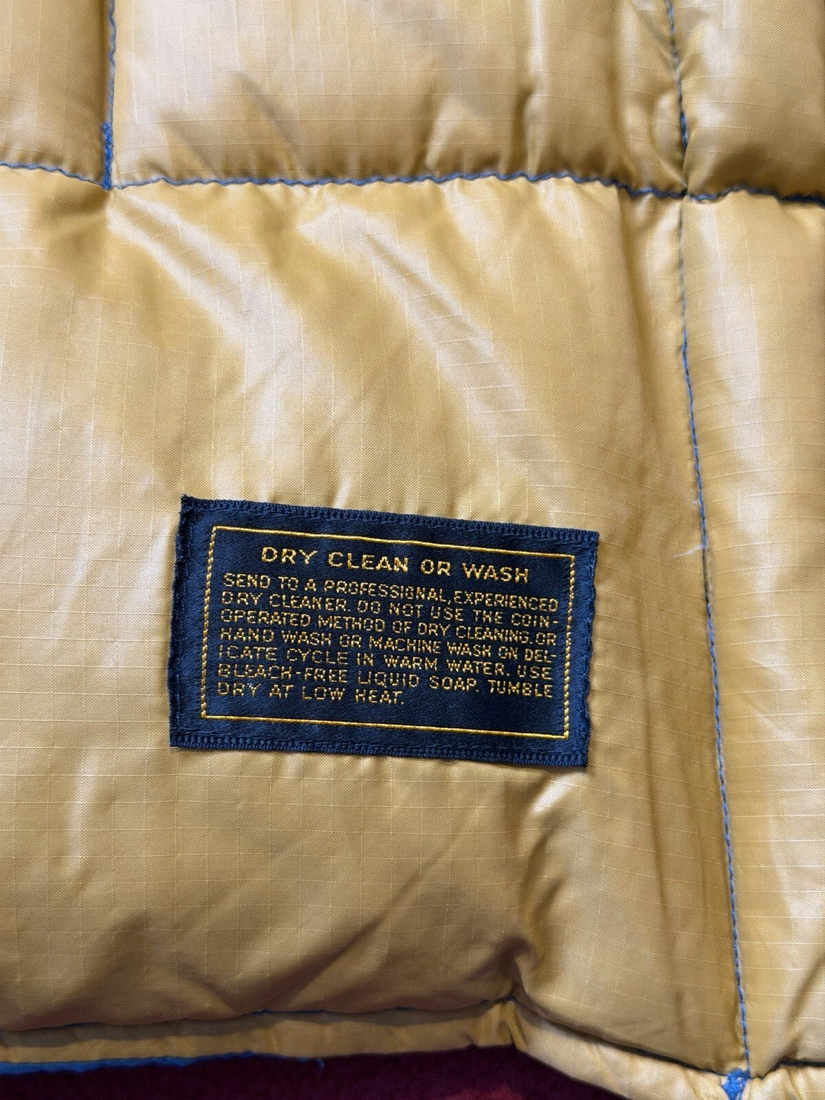 VTG 70s Eddie Bauer Goose Down Puffer Vest Blue Quilted Talon Zip Tan USA M