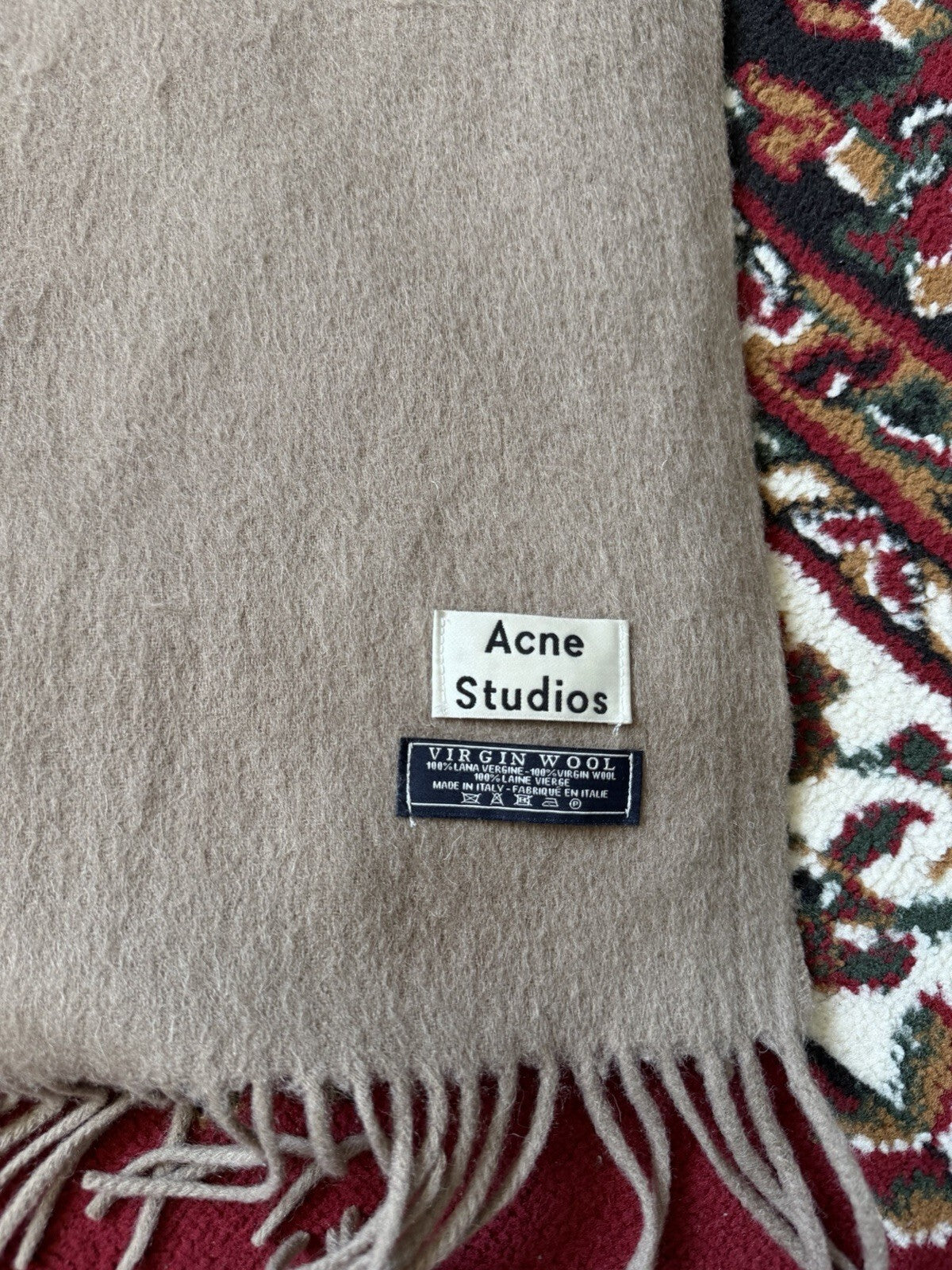 Acne Studios Virgin Wool Fringe Long Scarf 42.5/26.8 in