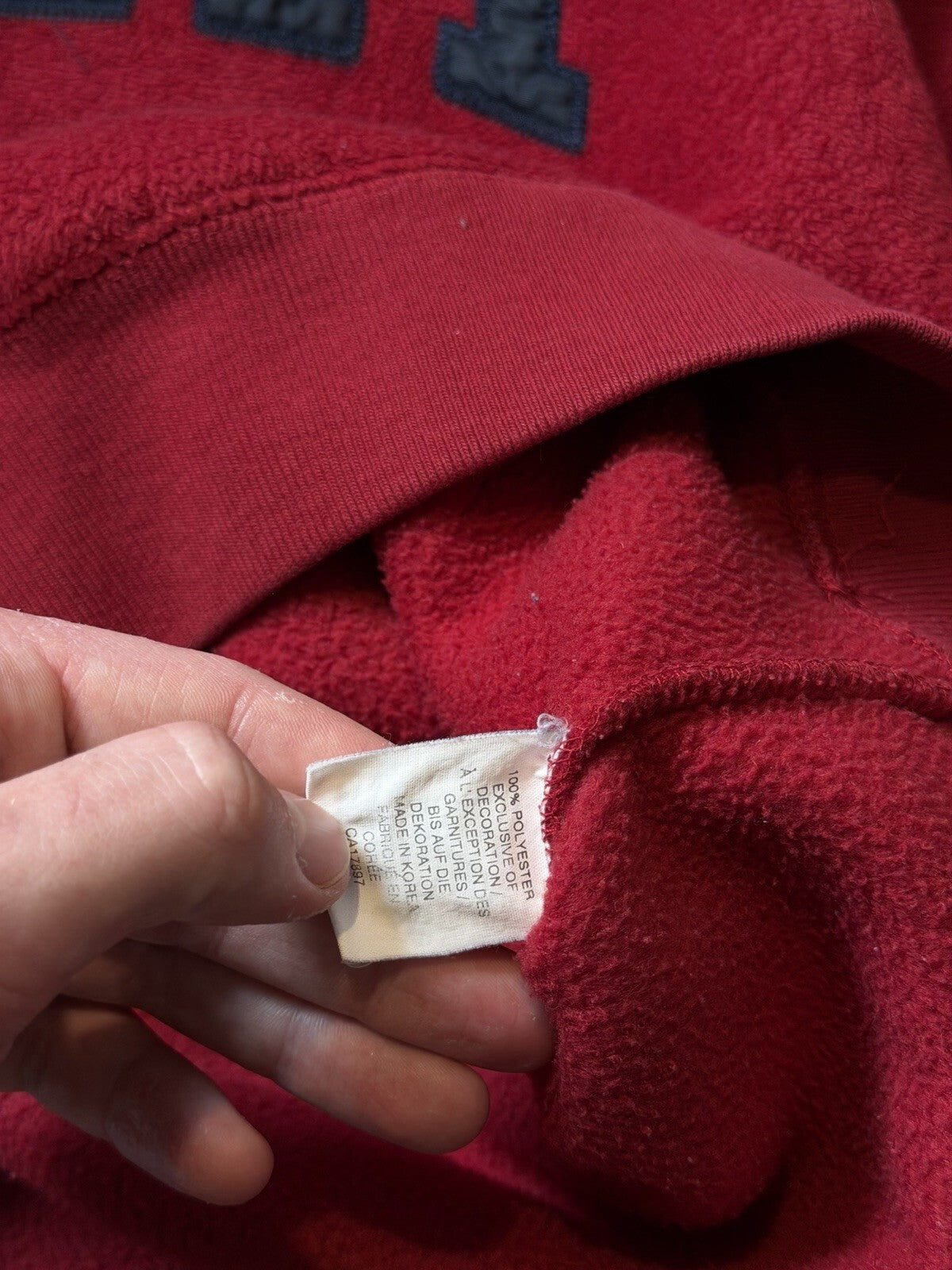 00s Gap Vintage Fleece Hoodie Mens S Y2K Spell Out Red
