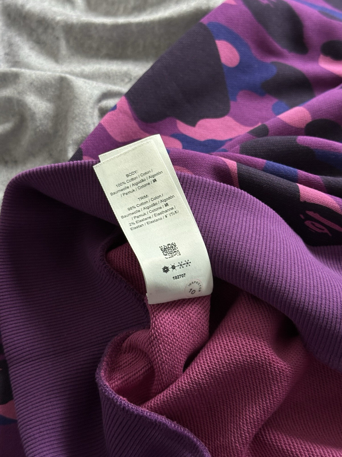 NWT Bape A Bathing Ape X Fred Perry Purple Color Camo Pullover Hoodie Size XL