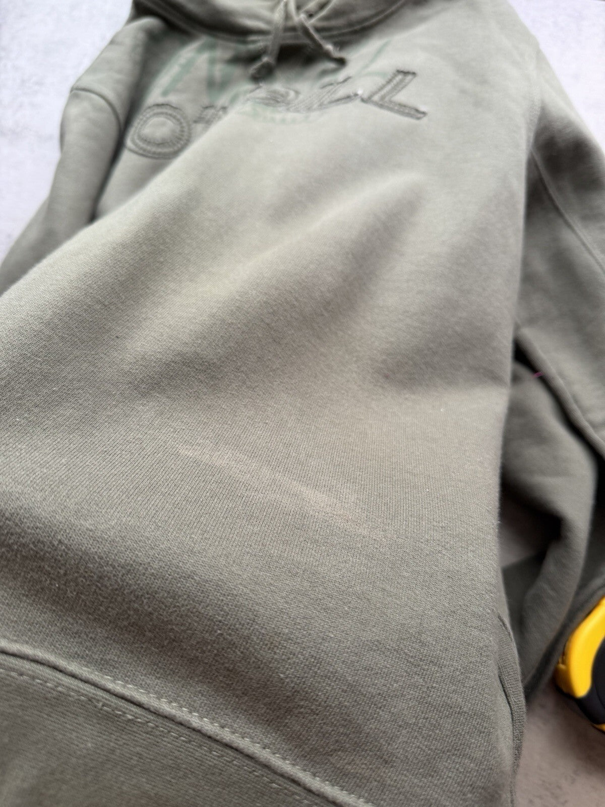 VTG Y2K Oneill Hoodie Sweatshirt Mens Size M Olive Big Spellout Logo Streetwear