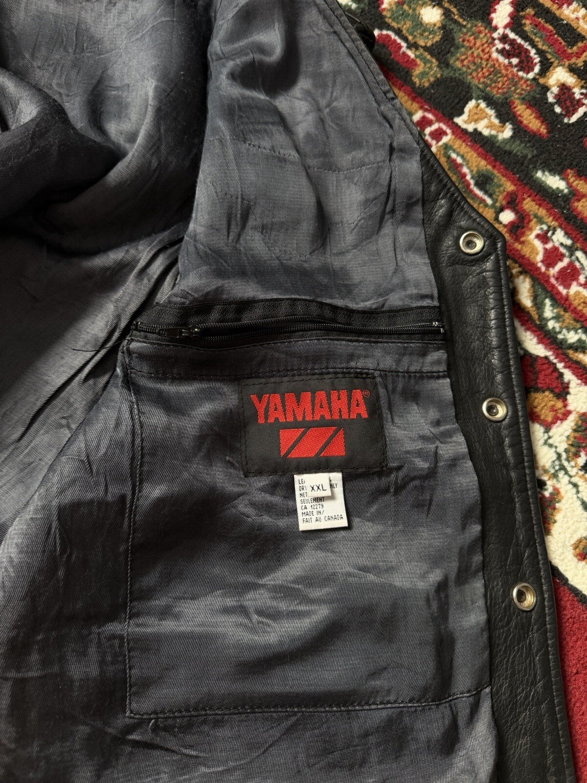 Yamaha Virago Motorcycle Vest Leather Men XXL Black Snap Lined