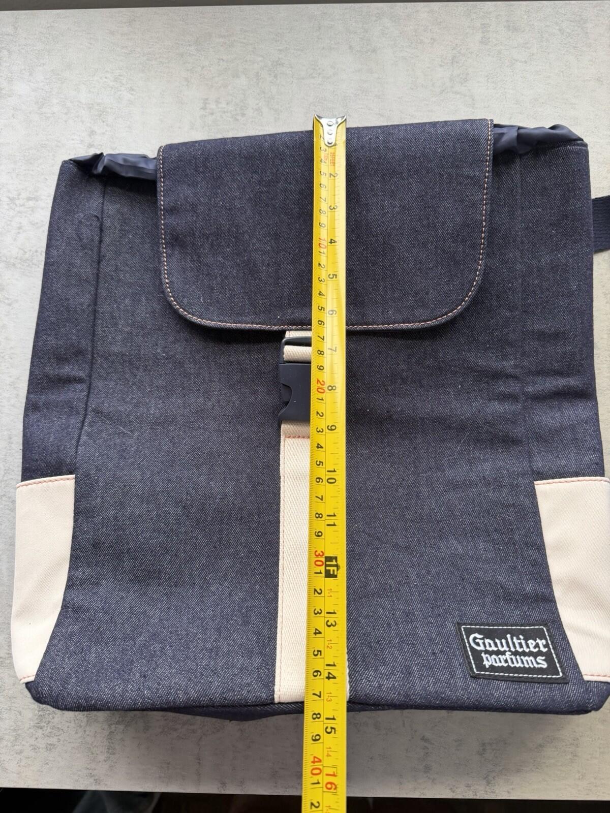 Jean Paul Gaultier Blue White Denim Backpack Bag