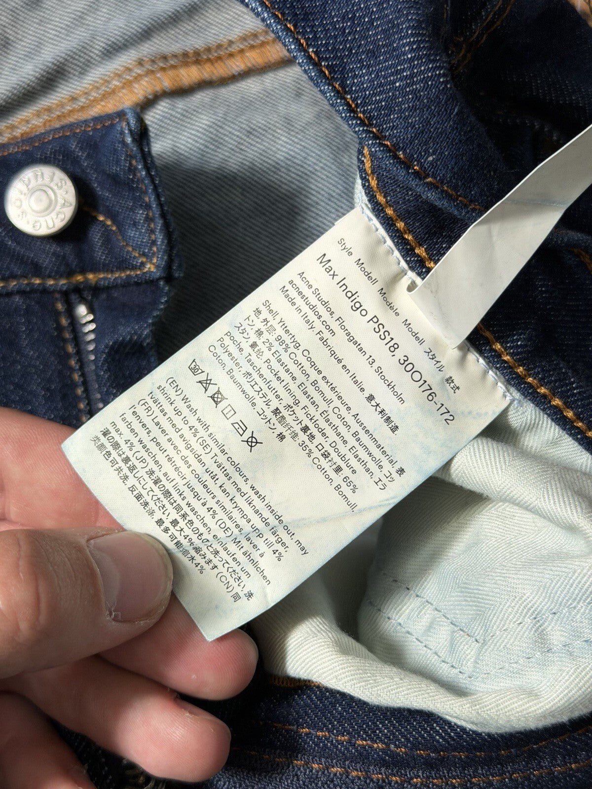 Acne Studios Bla Konst Denim Pants Max Indigo Size 30/32 Skinny Jeans