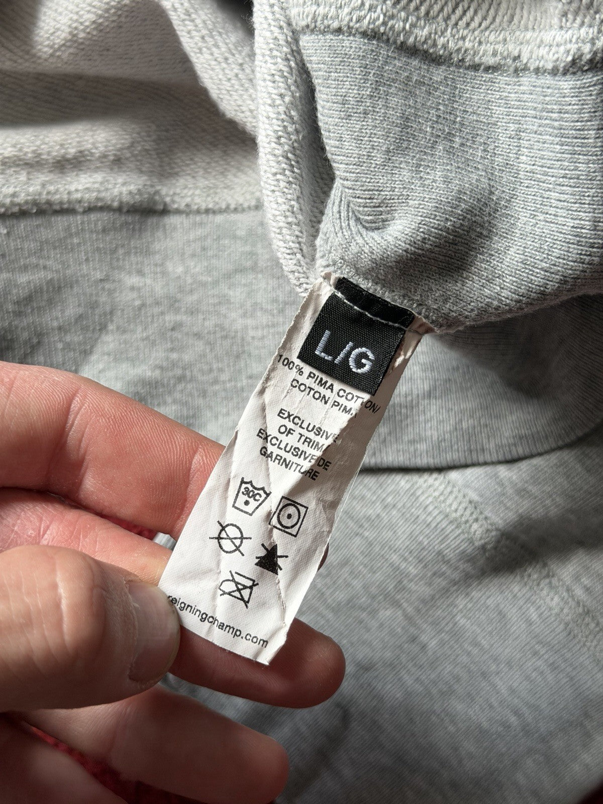 Reigning Champ Logo Basic Light Gray Hoodie Size L Pima Cotton
