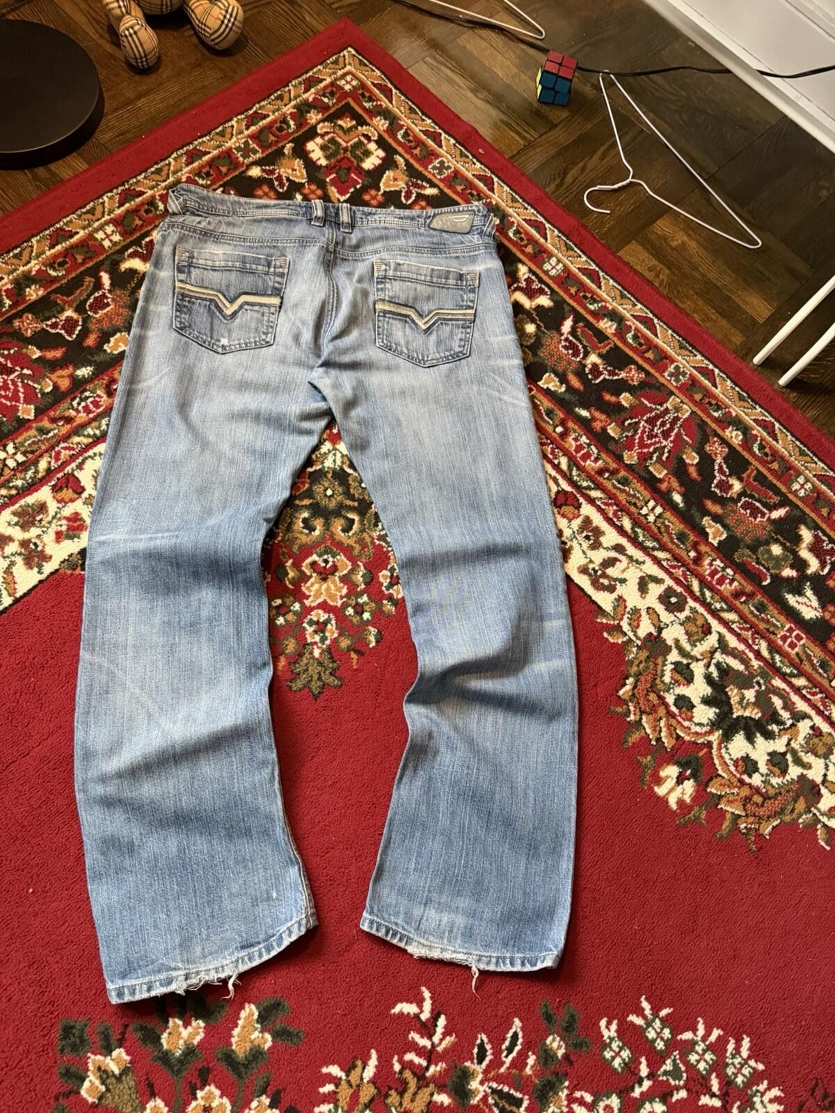Diesel Industry Trouleg Mens Blue Jeans Denim Pants Distressed Stretch 34/30