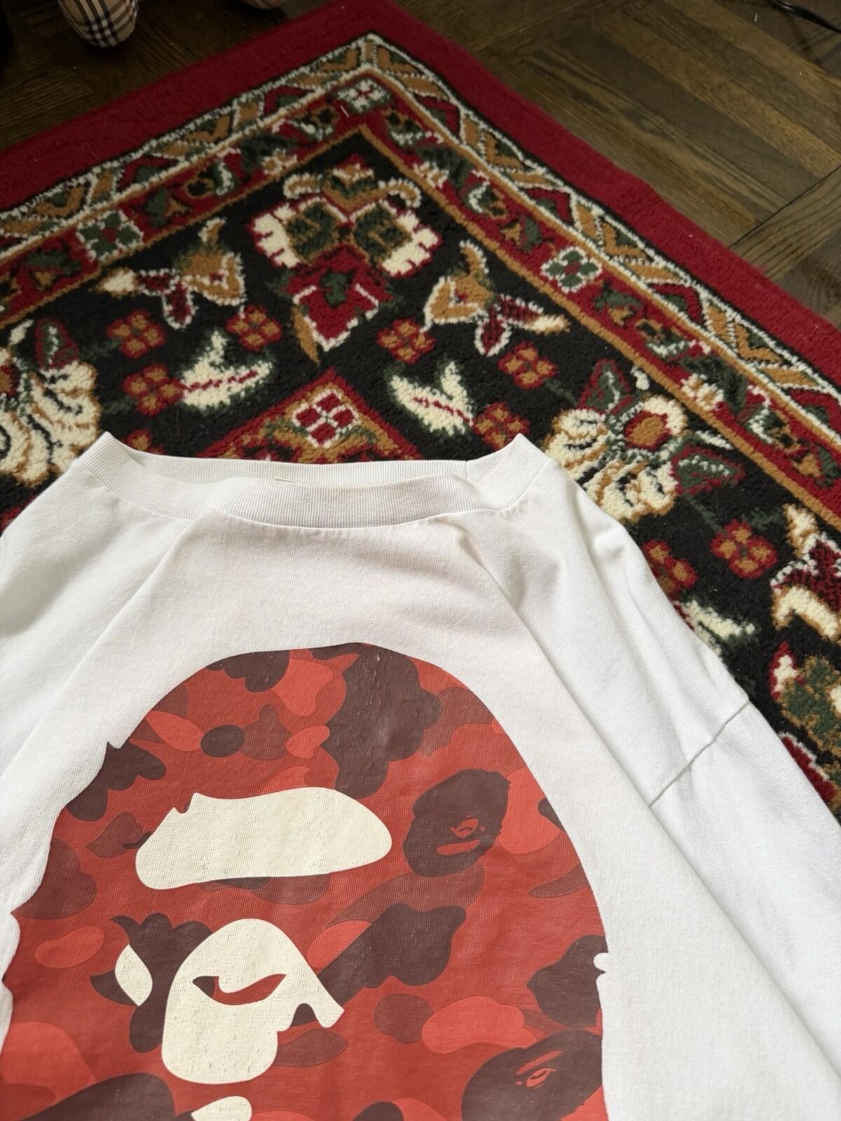 Authentic A Bathing Ape Color Camo Orange Big Ape Head L/S Longsleeve Shirt Tee
