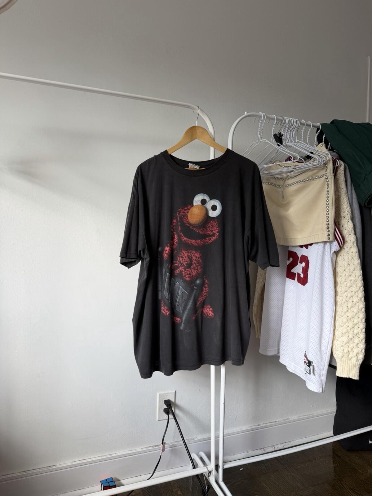 Vintage 90s Elmo T Shirt Jim Henson Sesame Street Black Stitch Mens XLarge