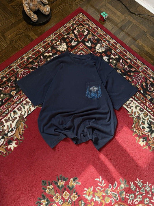 Harley Davidson Lightning Pocket Logo Single Stitch Tee