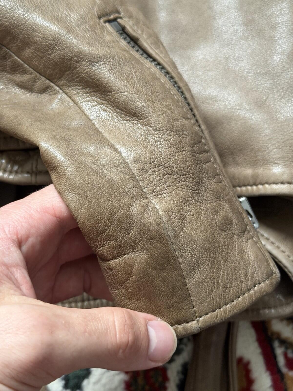ALLSAINTS Wyatt Lambskin Leather Biker Jacket - Brown - 6 US