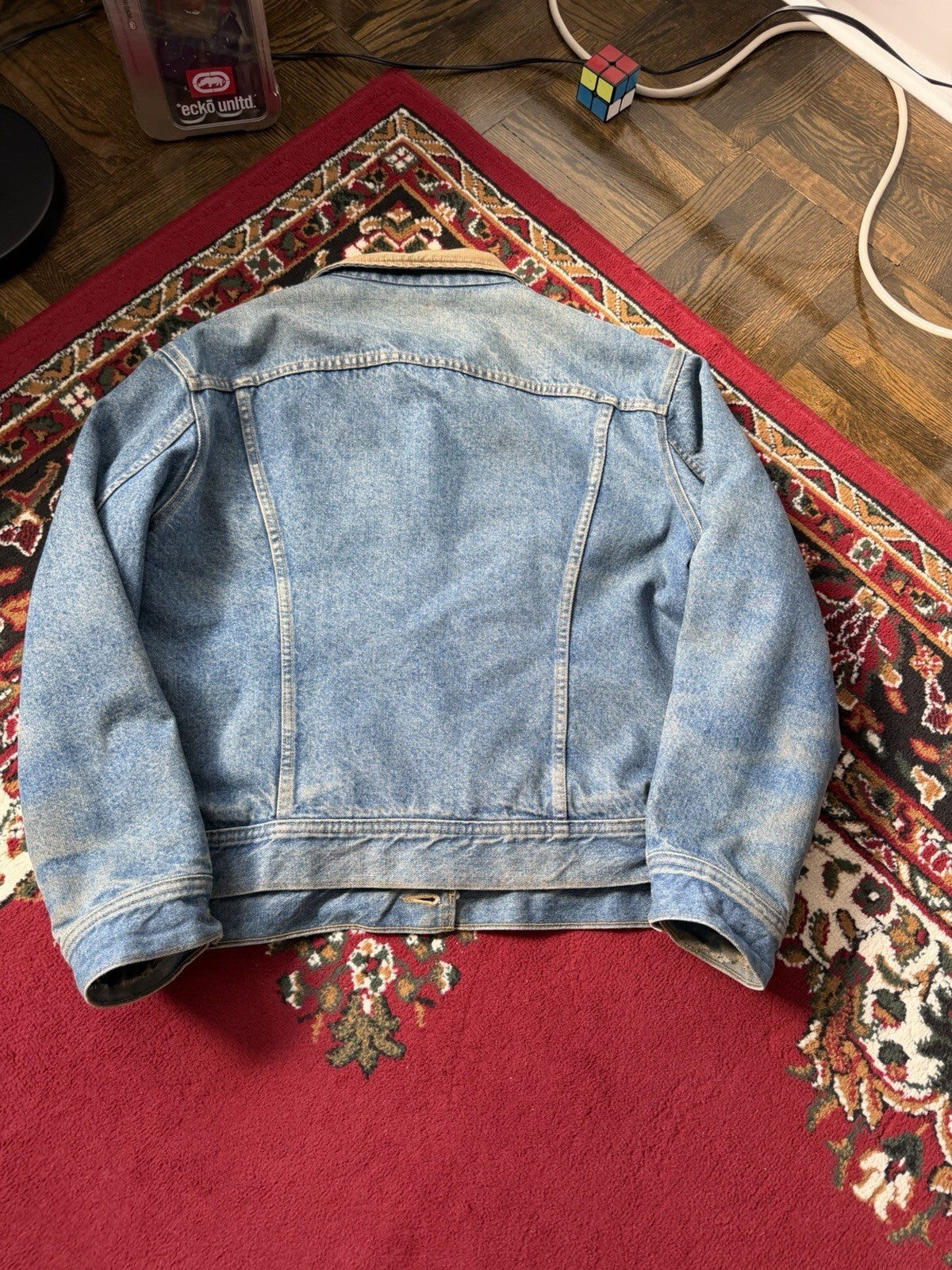 Vintage Lee Storm Rider Washed Blanket Lined Faded Denim Jacket Men's 90s Jean