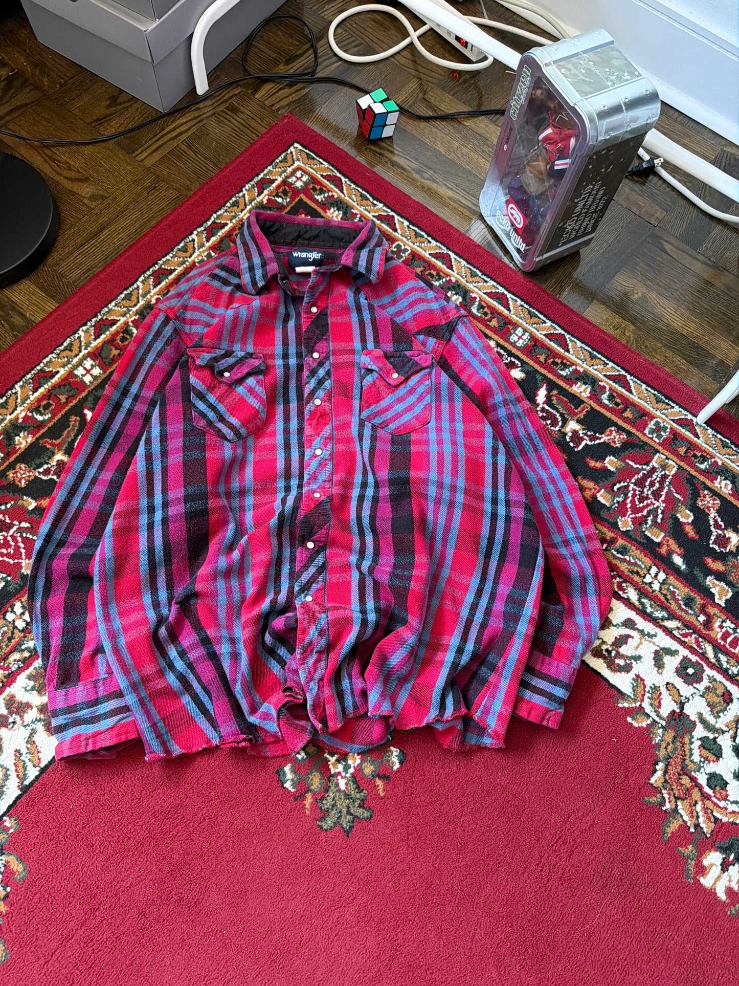 Wrangler Flannel Aztec Southwest Pearl Snap Western Shirt