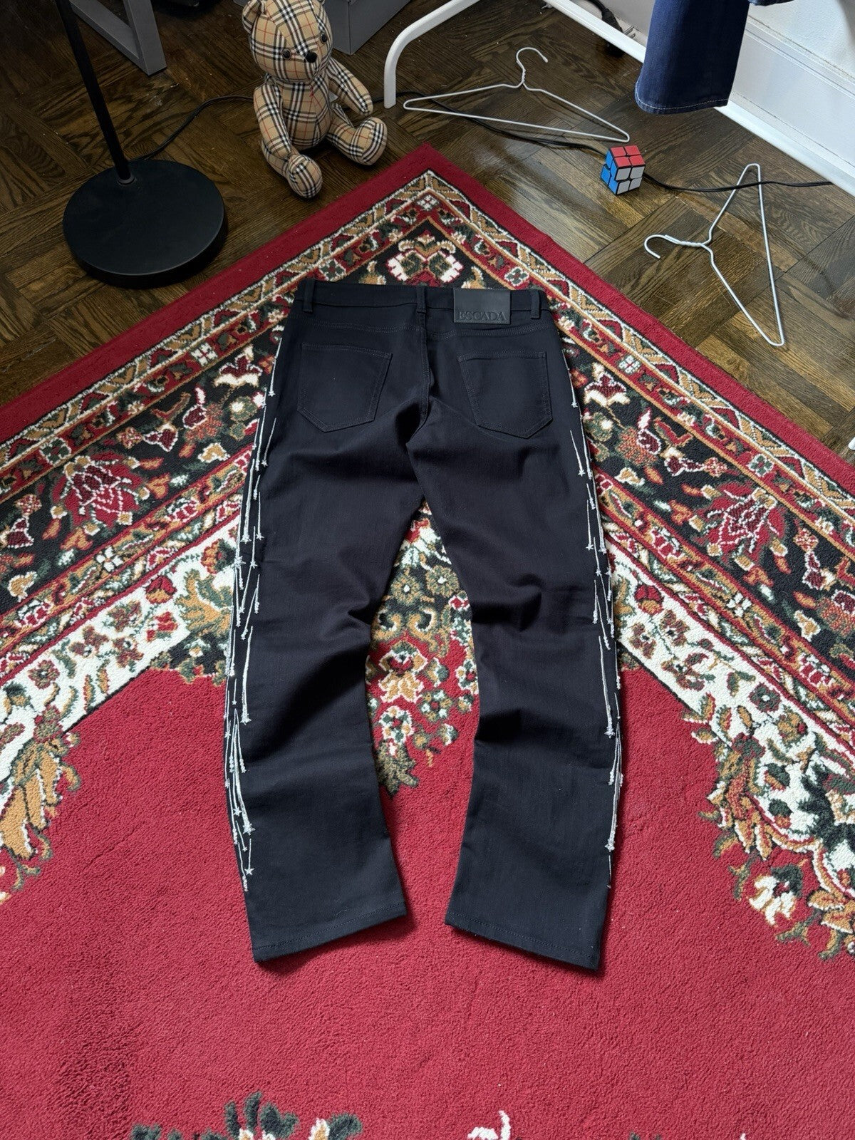 Escada Black Shooting Star Embroidered Jeans Size 34