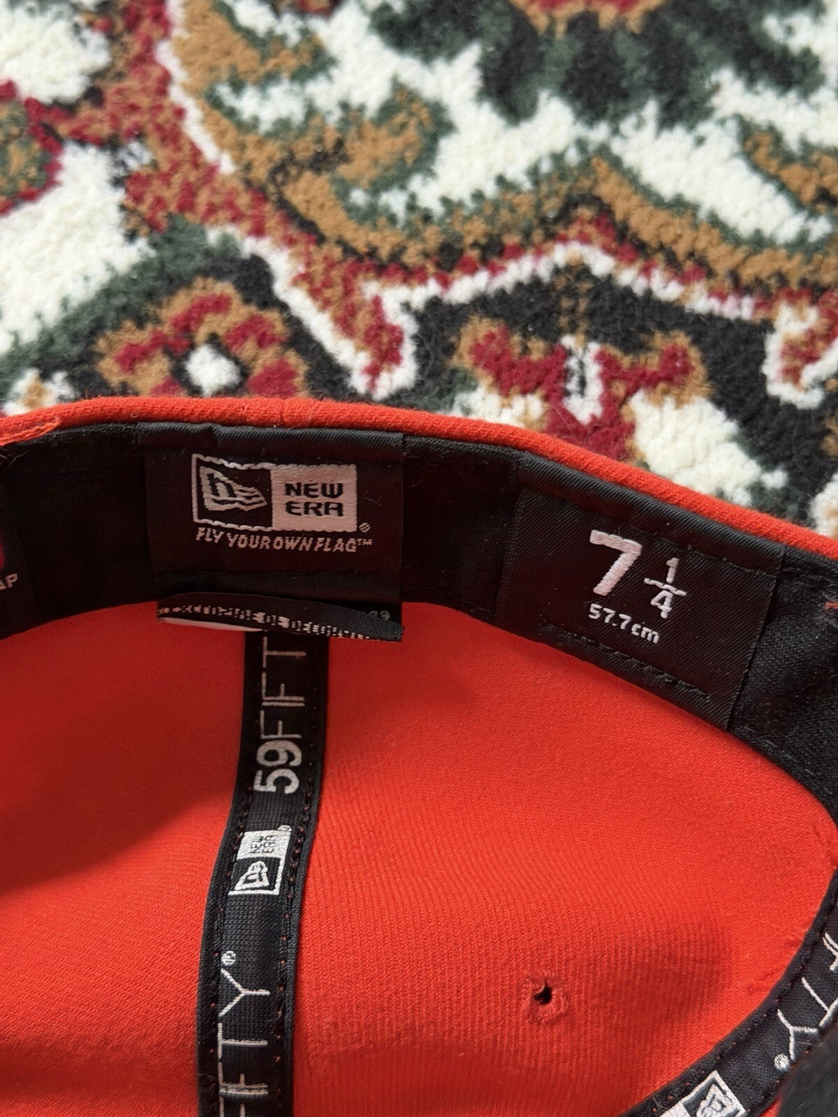 MLB New Era 59 Fifty On-Field Miami Marlins Fitted Hat Orange Cap Size 7 1/4"