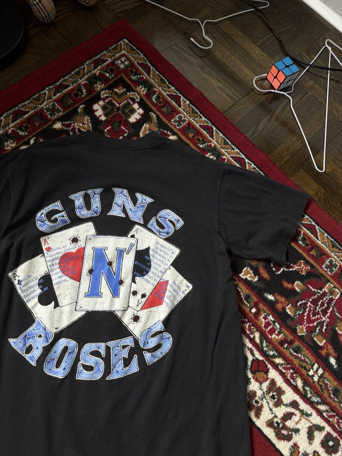 90s Guns N Roses Tshirt "Use Your Illusion Deck Cards" Single Stitch Tee 1991 L