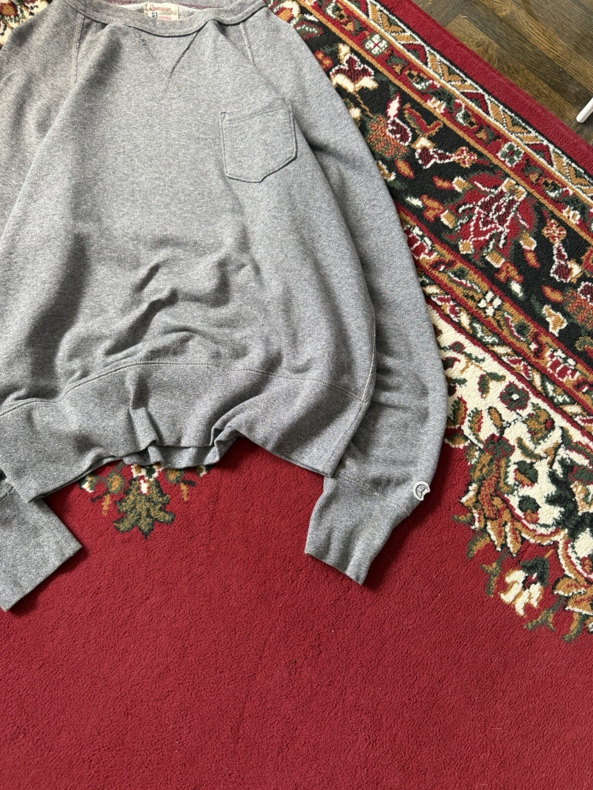 Todd Snyder Champion Men's Gray Crewneck Sweatshirt Chest Pocket Size L