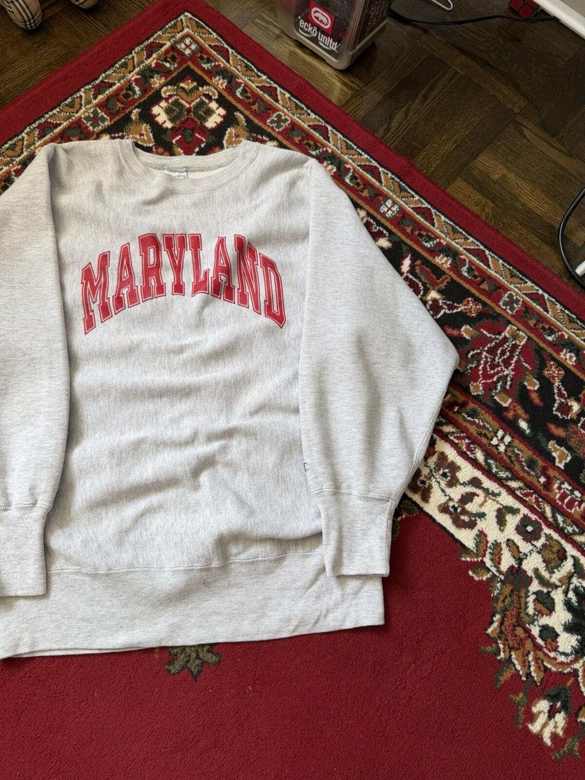 Vintage Champion Reverse Weave U of Maryland Crewneck Sweatshirt XL 90s