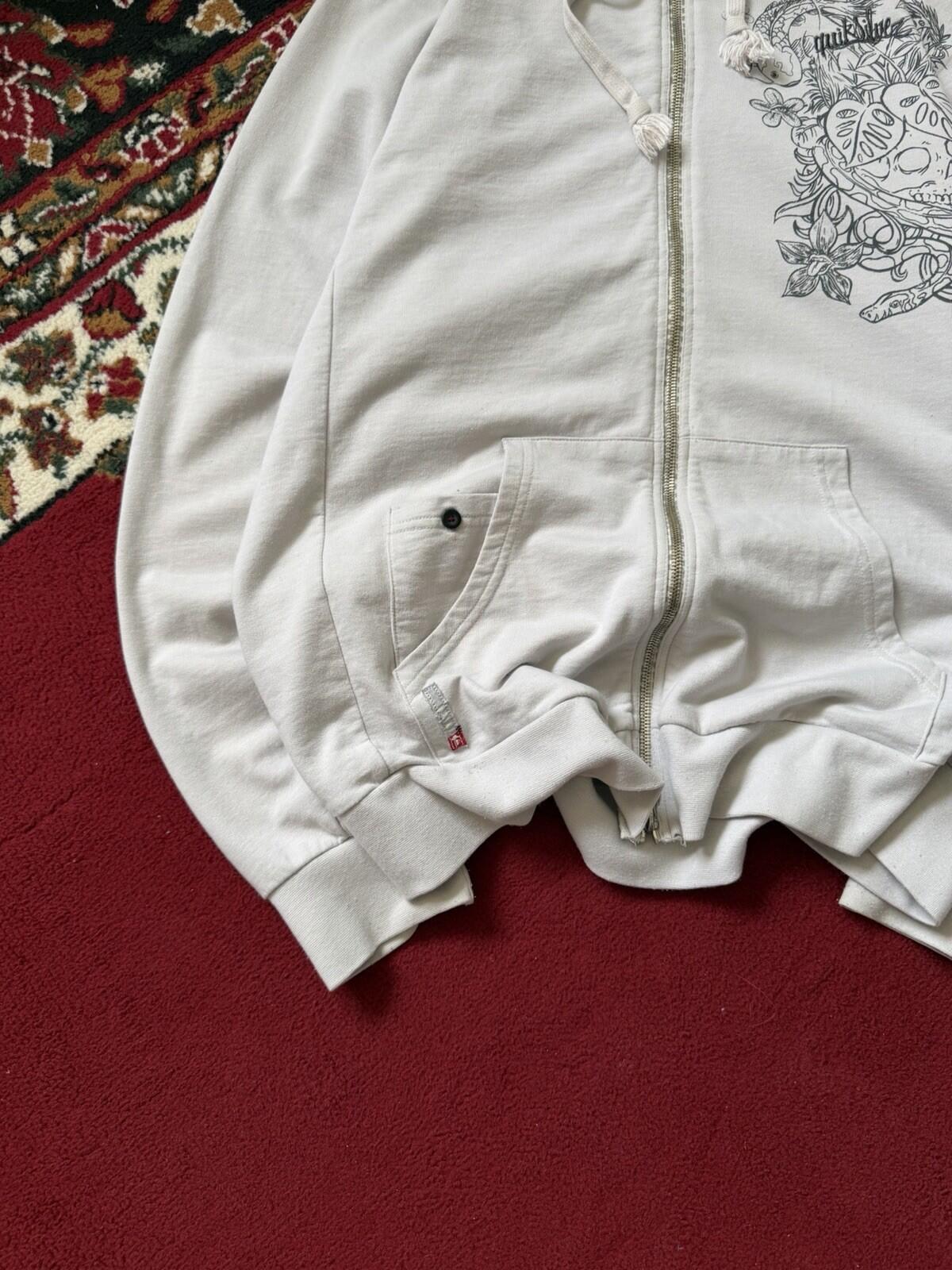 Vintage Quiksilver Skull/Koi Fish Surf Y2K White Hoodie Size Large Rare