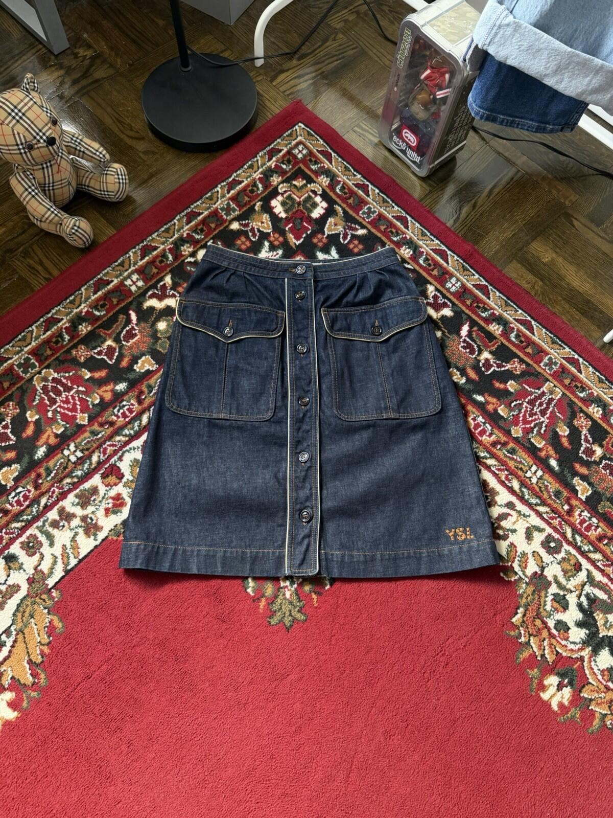 Very Rare Yves Sain Lauren Rive Gauche Vintage Denim Jean Skirt 00s Hedi Slimane