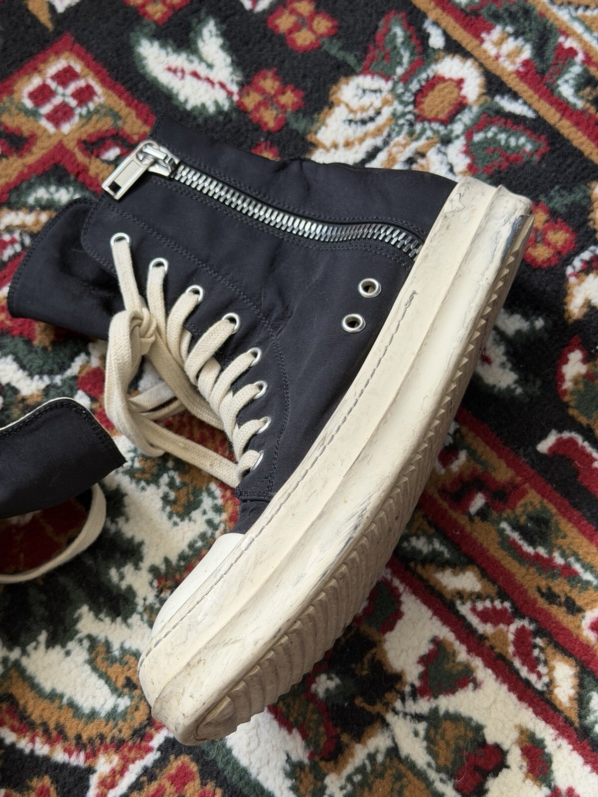 Rick Owens DRKSHDW Canvas Ramones High-Top Sneakers Size 39EU 6.5US
