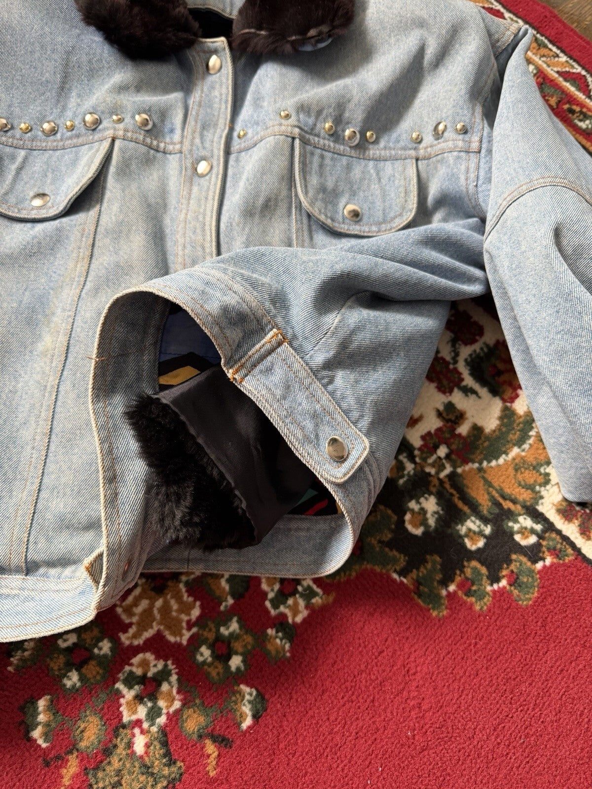 D'Arcy Moses Indian Nation Denim Jacket x Gilles Allard Wasel Fur Medium RARE!