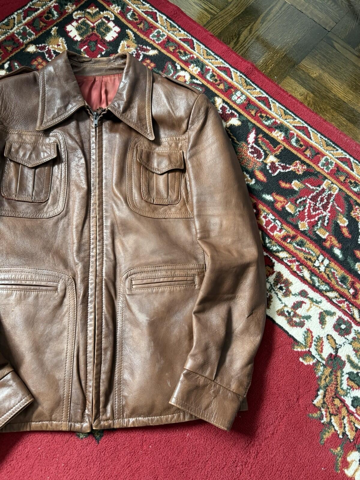 1960s Vintage Men's British ‘Clix’ Zipper Brown Collared Utility Pockets Jacket