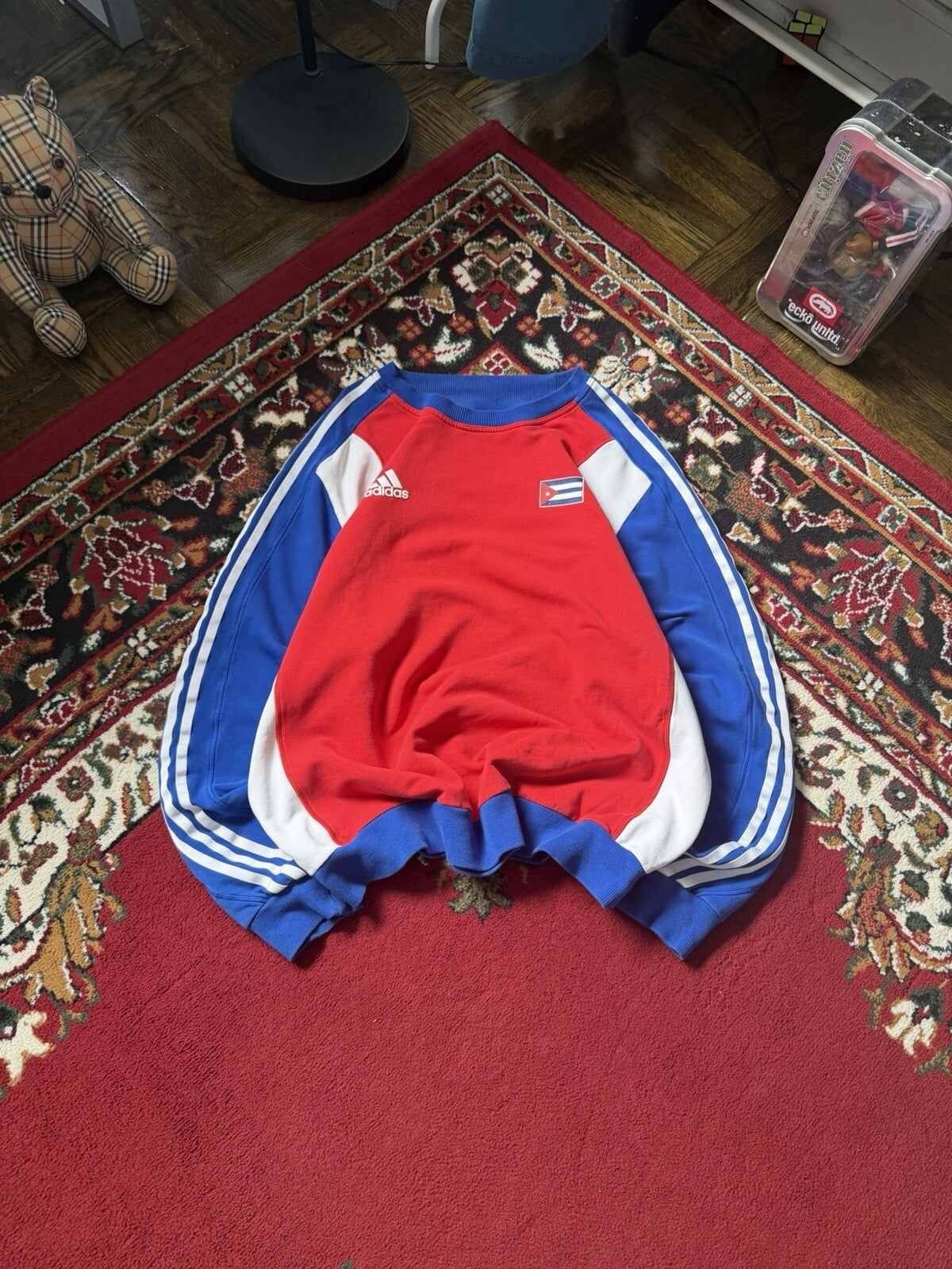 Vintage Cuba Adidas Soccer 3 Stripes Crewneck Sweatshirt Size L 00s