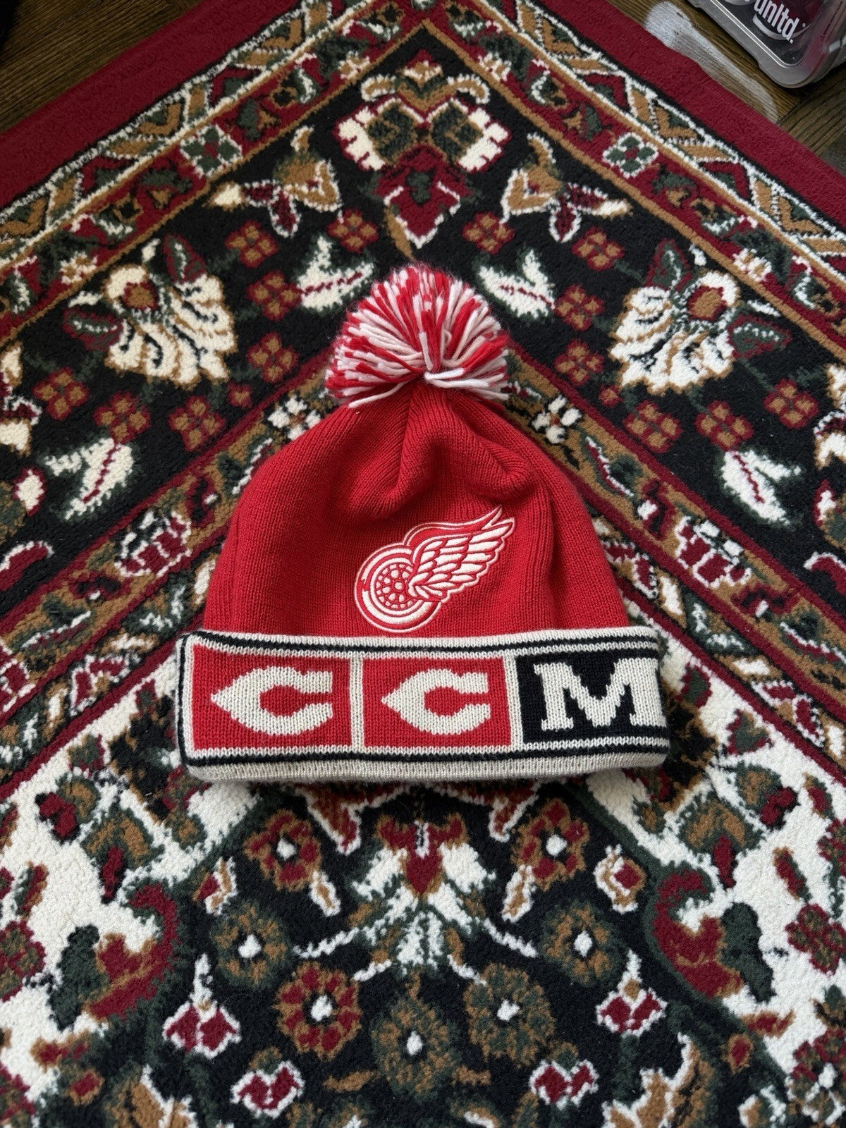 Vintage CCM Red Wings Winter Christmas Hat Excellent Condition