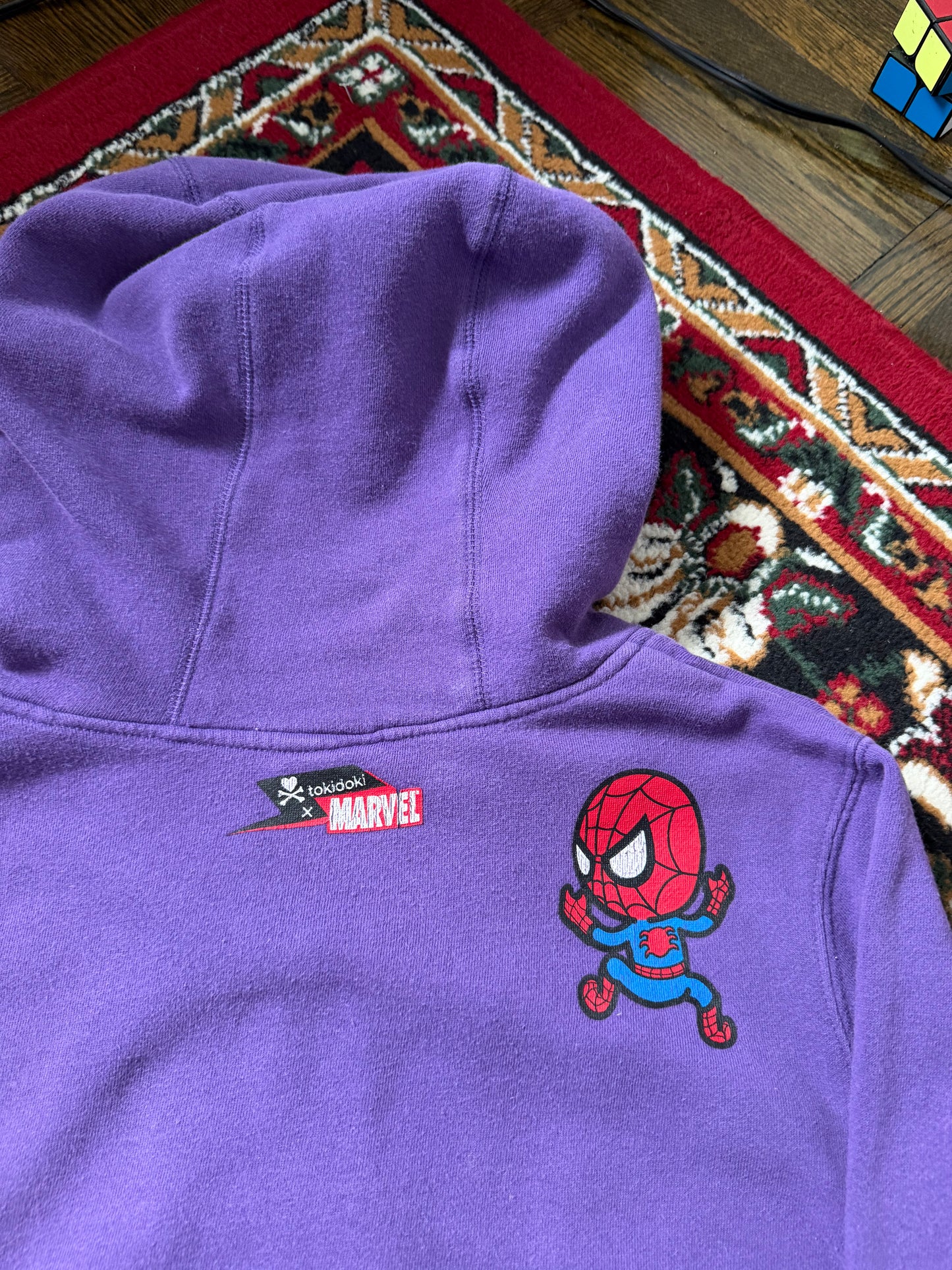 Tokidoki Marvel Pullover Hoodie Womens XL Spider-Man Spidey Super Hero 2011 Y2k