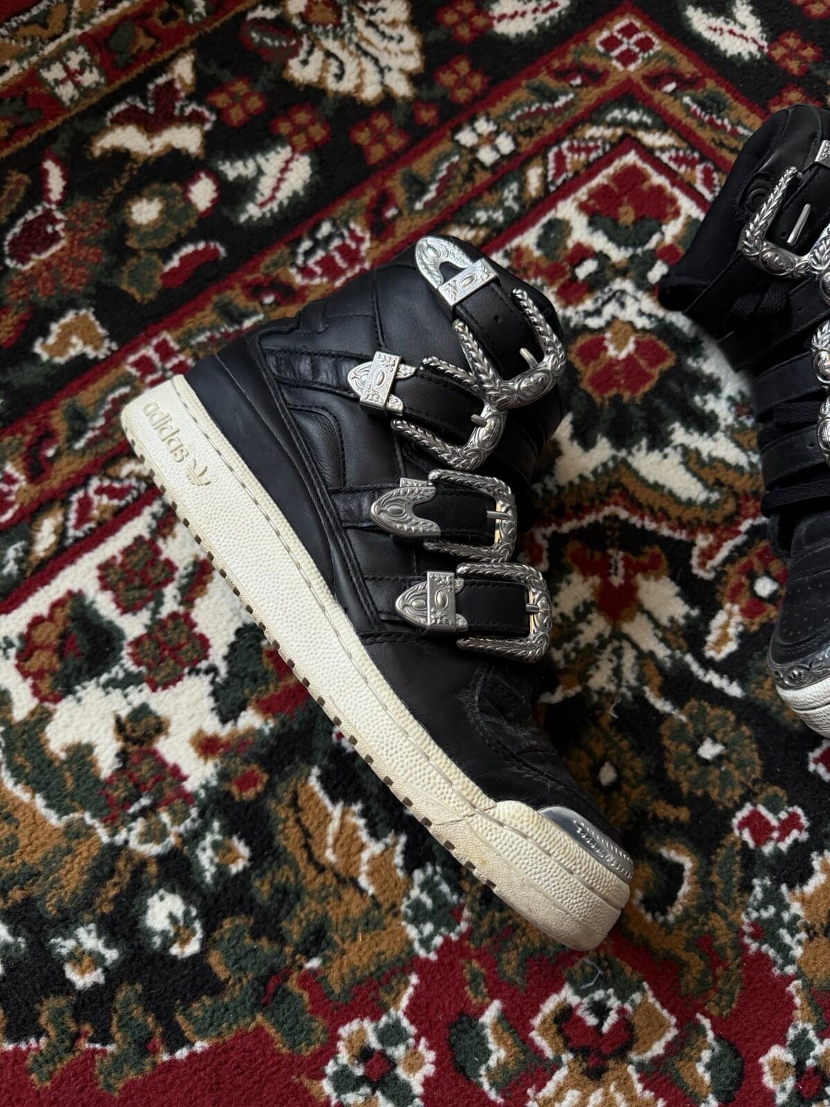 Adidas Jeremy Scott JS Forum Hi Silver Buckle Black Leather US8 Unisex