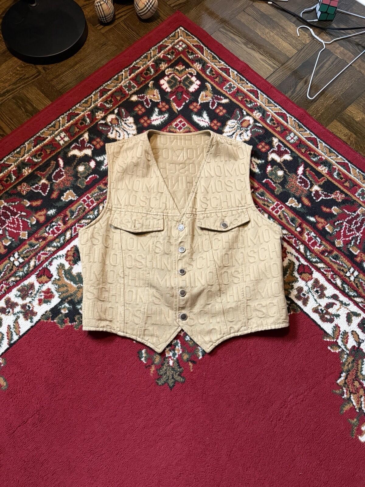 Vintage Moschino Jeans Men's Monogram Themed Cotton Vest  Size USA 36 Archive