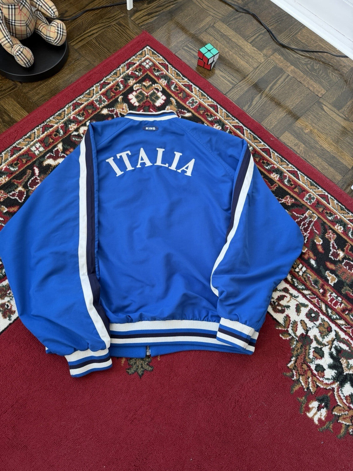 Vintage Y2K Puma Italia Soccer Rain Jacket Bomber Men's XLarge Blue Windbreaker