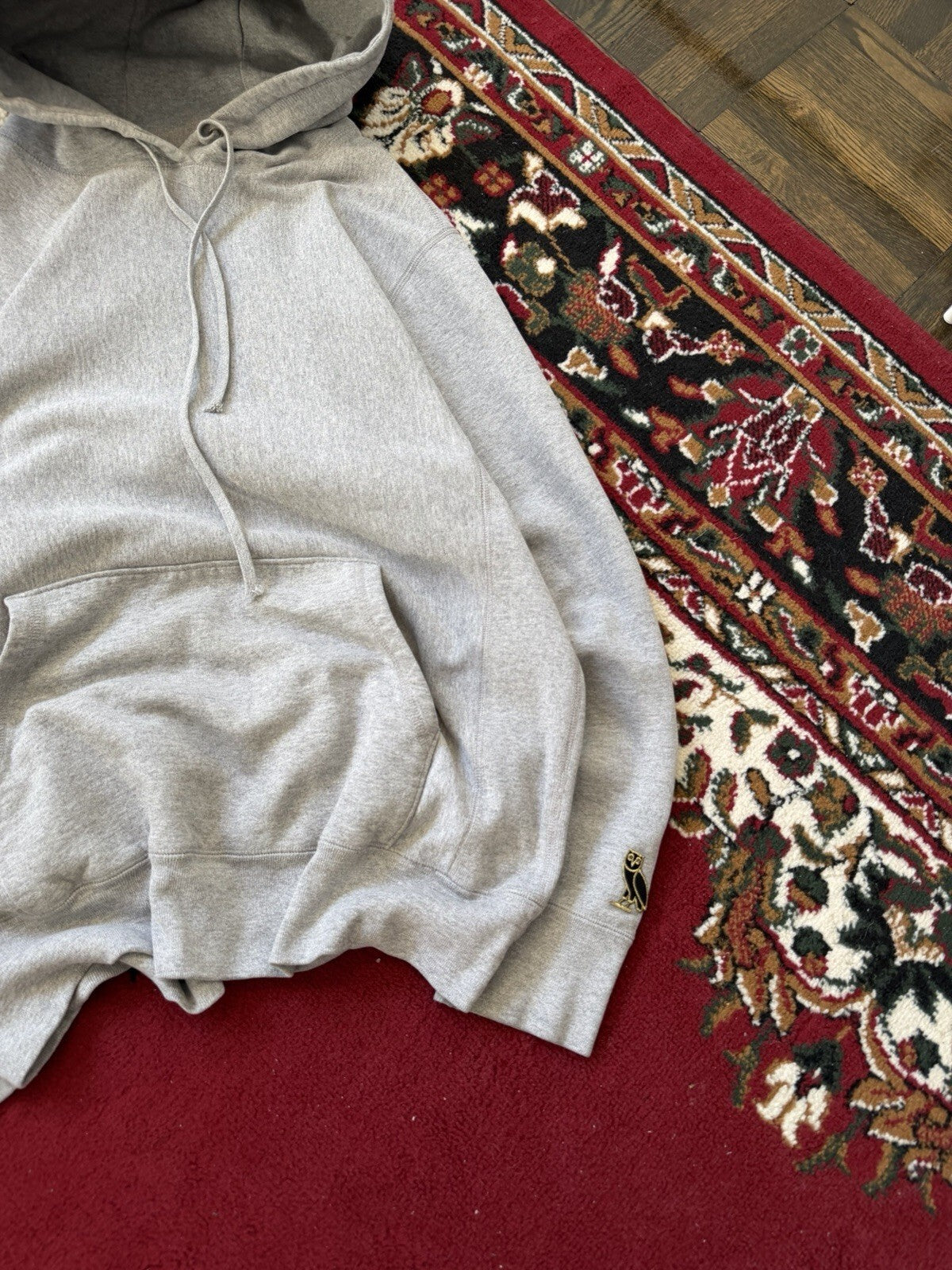 Octobers Very Own Hoodie Mens M Gray  Fleece Lined Owl Logo Sweatshirt OVO Drake