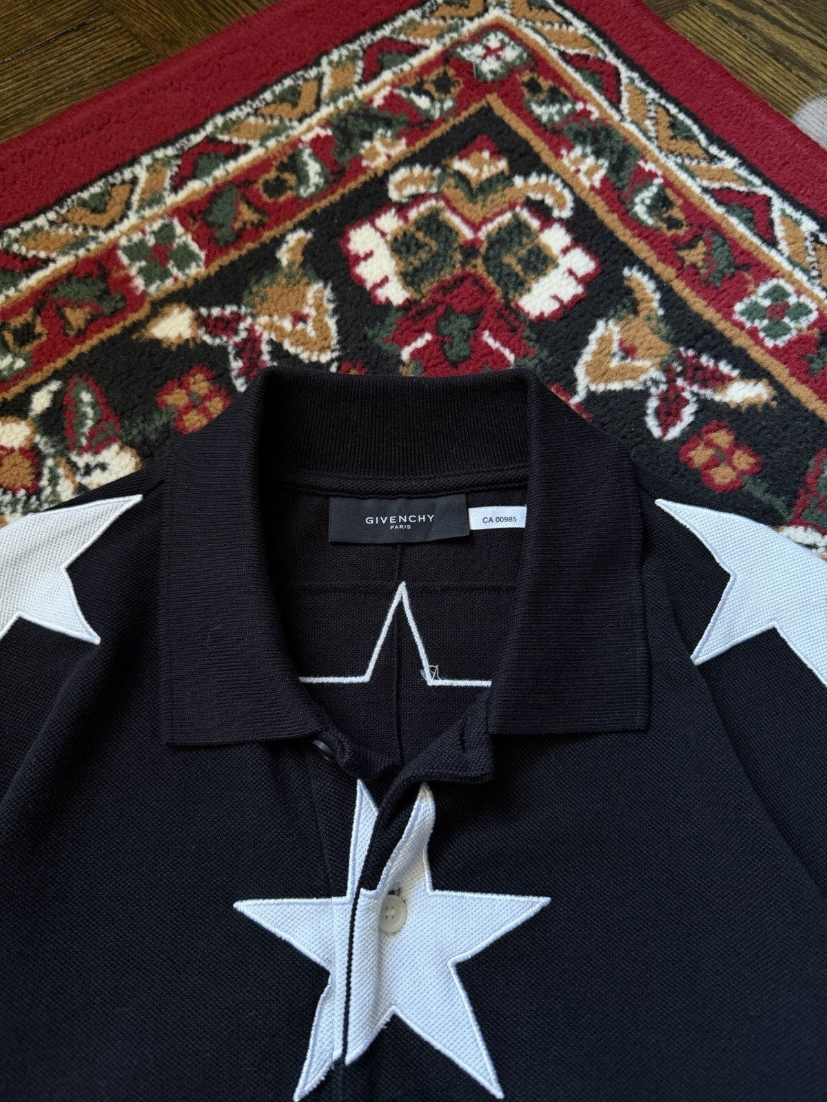 Givenchy White Stars Polo Shirt Size M Collared Shirt Tee