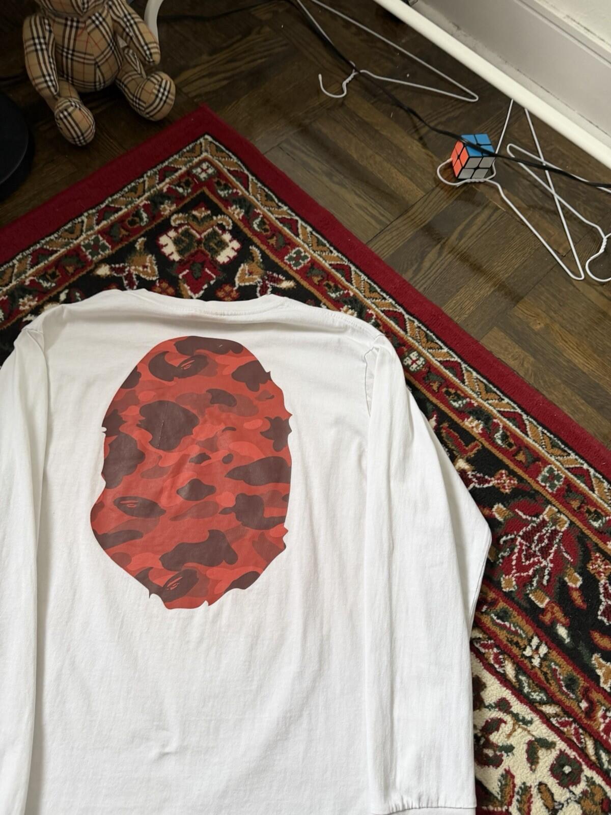 Authentic A Bathing Ape Color Camo Orange Big Ape Head L/S Longsleeve Shirt Tee